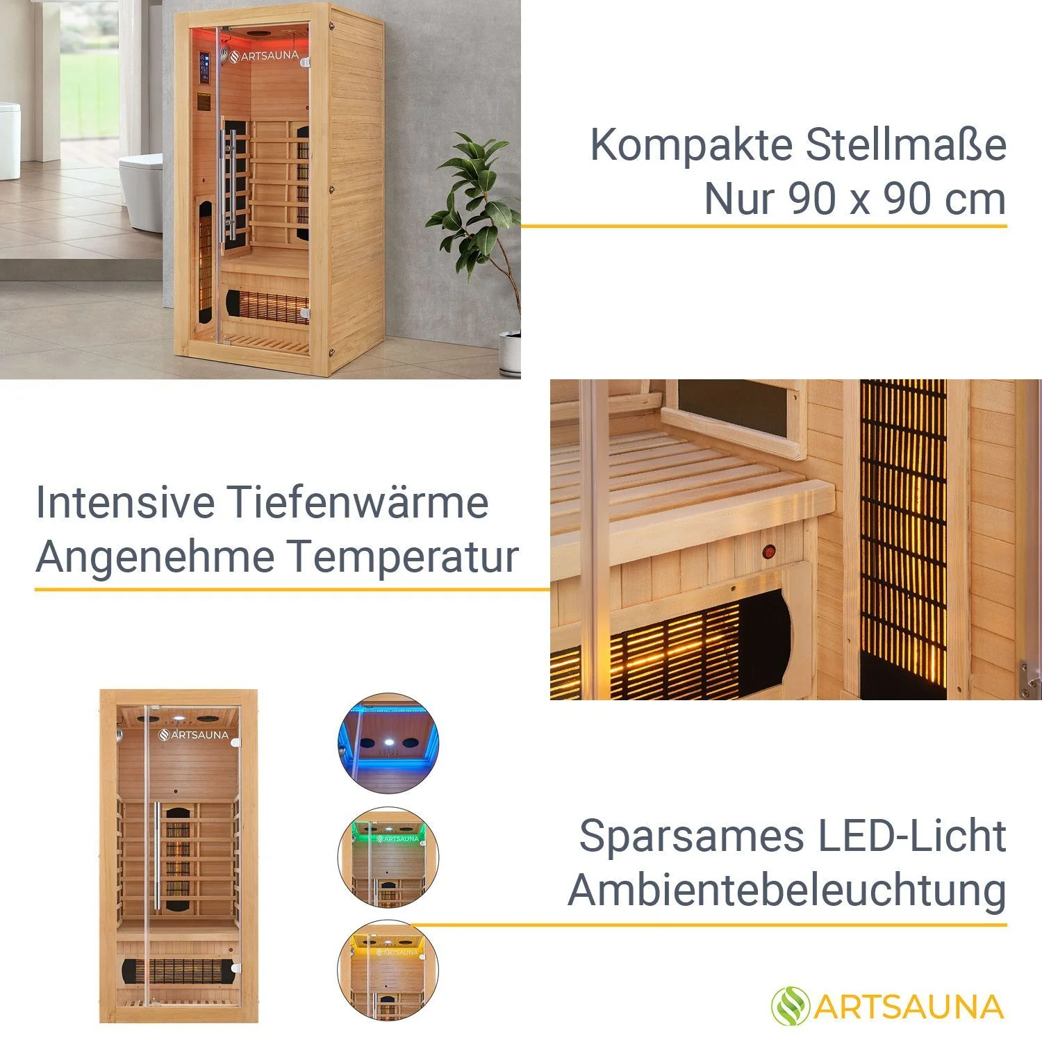 2025 Ruimtebesparende infraroodcabine Kiruna90 met dual-technologie