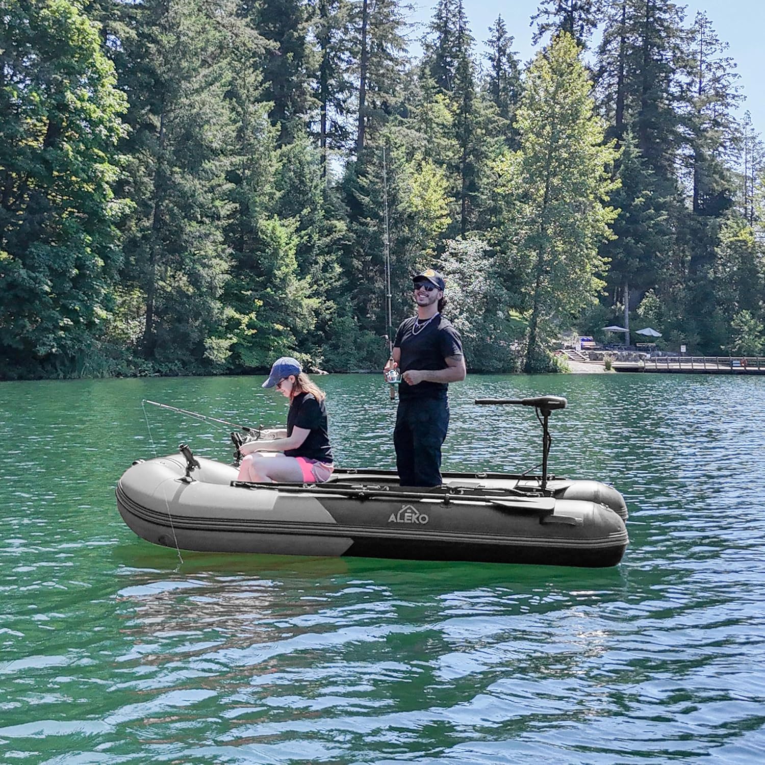 Opblaasbare boot | Jacht- en sloepboot | Visboot voor meerdere personen | Roeispanen met aluminium vloer | Hengelhouders | Robuust PVC | Model 2024 |