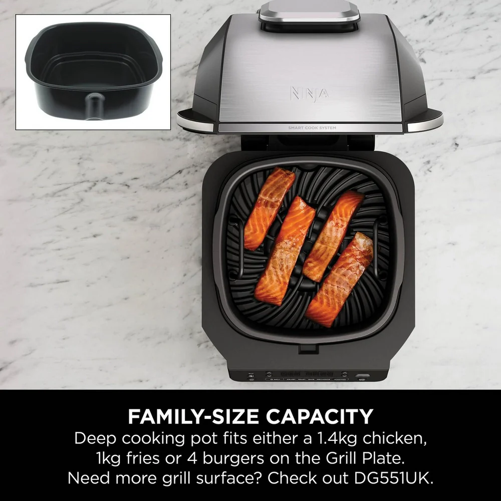 2025 Ninja 5-in-1 Grill en Airfryer 5,7L met Digitale Kooksonde - Zwart en Zilver