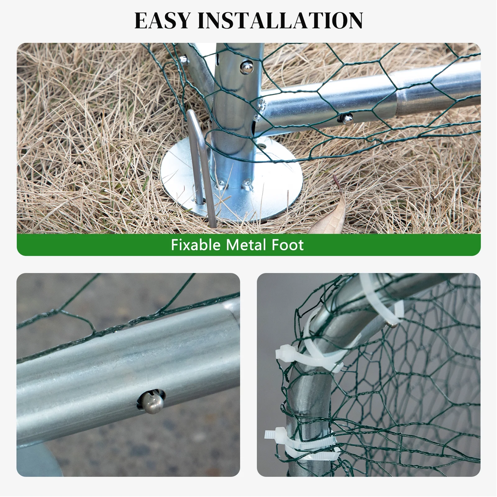 ZephyPaws Groot Metalen Kippenren 6,5x10 Voet met Waterdichte Afdekking �C Buitenren voor Pluimvee, Konijnen, Katten en Honden