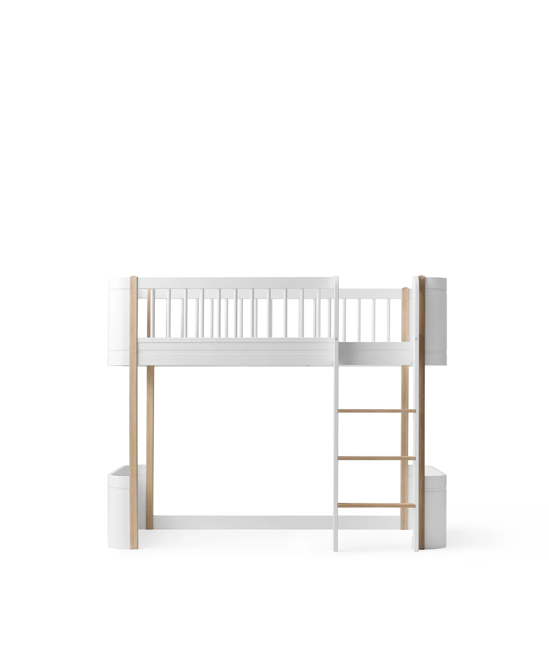 2025 Wood Mini+ halfhoog stapelbed, wit/eik 041447