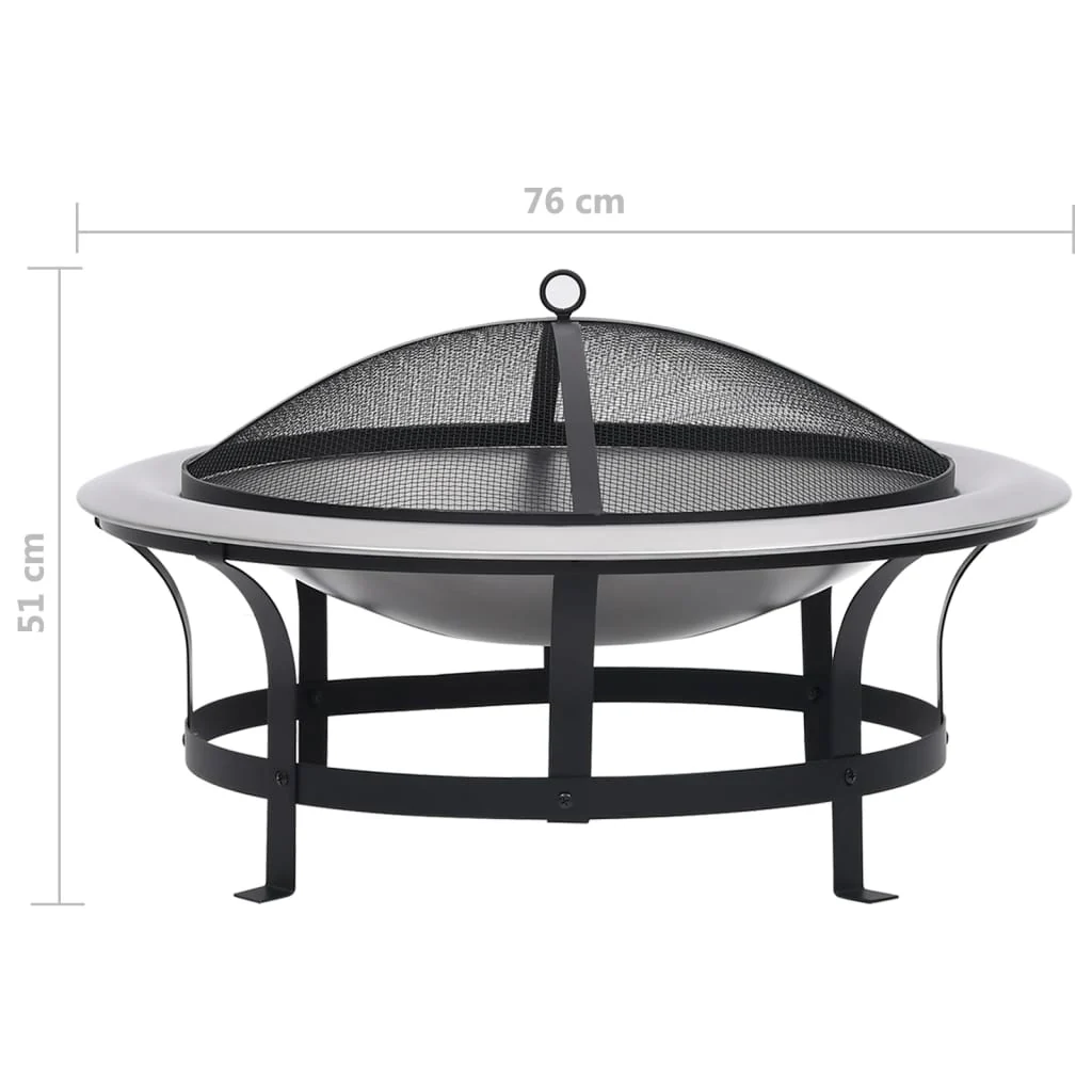 Vuurschaal met Grill RVS 76 cm Vuurplaats Hark Vonkenscherm