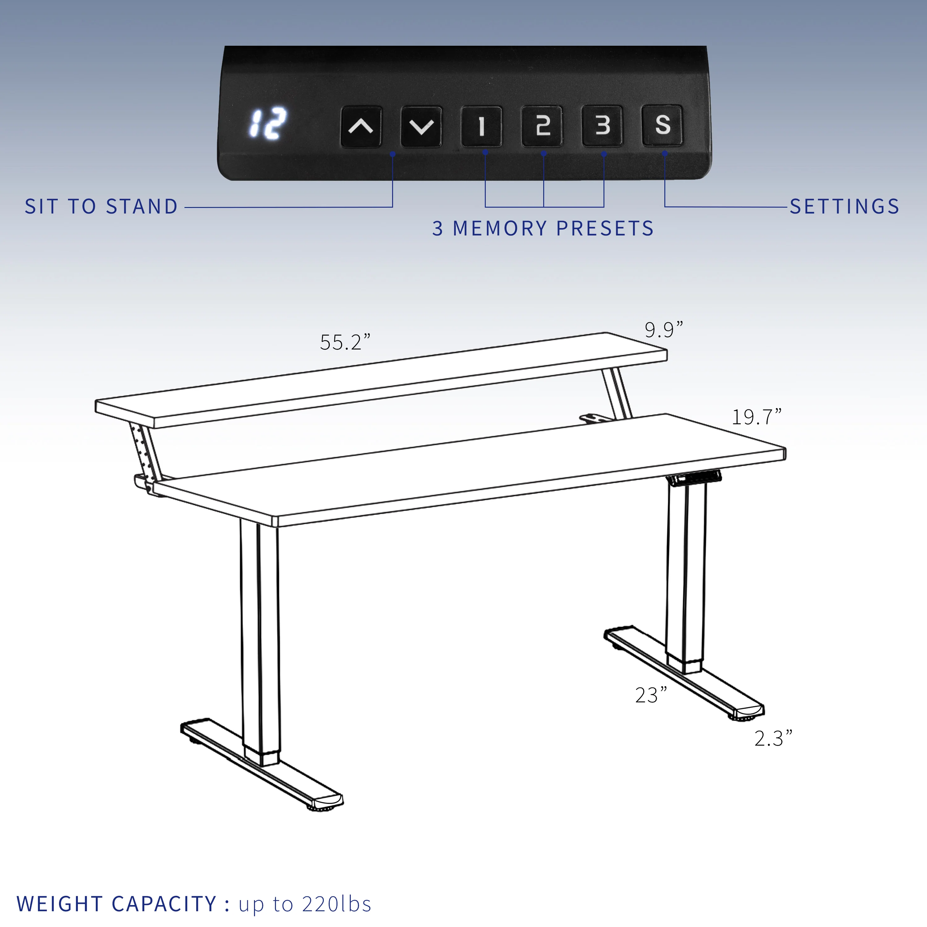 Elektrisch Zit-Sta Bureau van 55