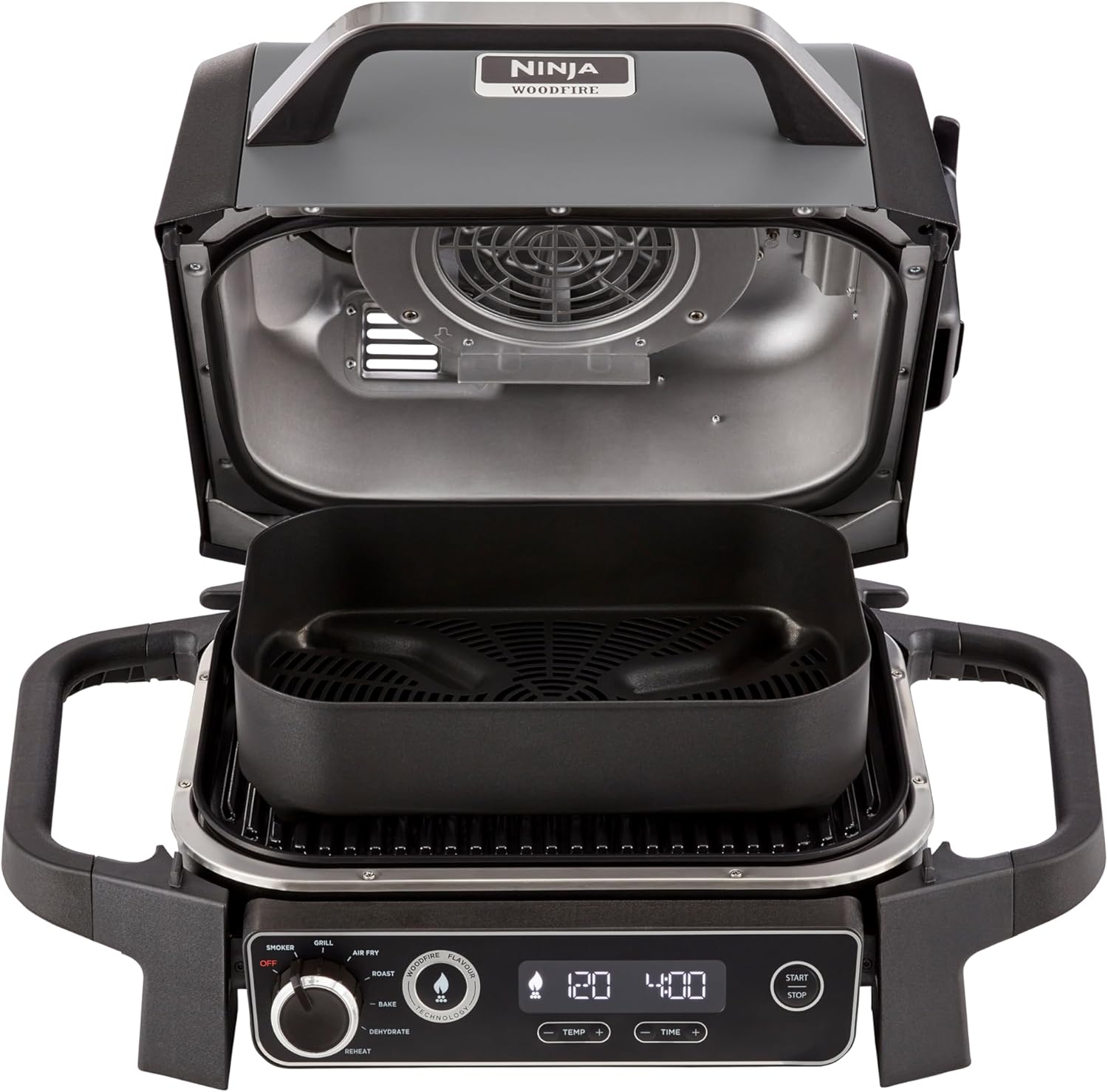 Ninja Woodfire Pro Connect XL Electric BBQ Grill & Smoker with App Control, Digital Sensor, Large 7-in-1 Grill & Air Fryer with Wood Fire Pellets, Weatherproof, Black OG901EU