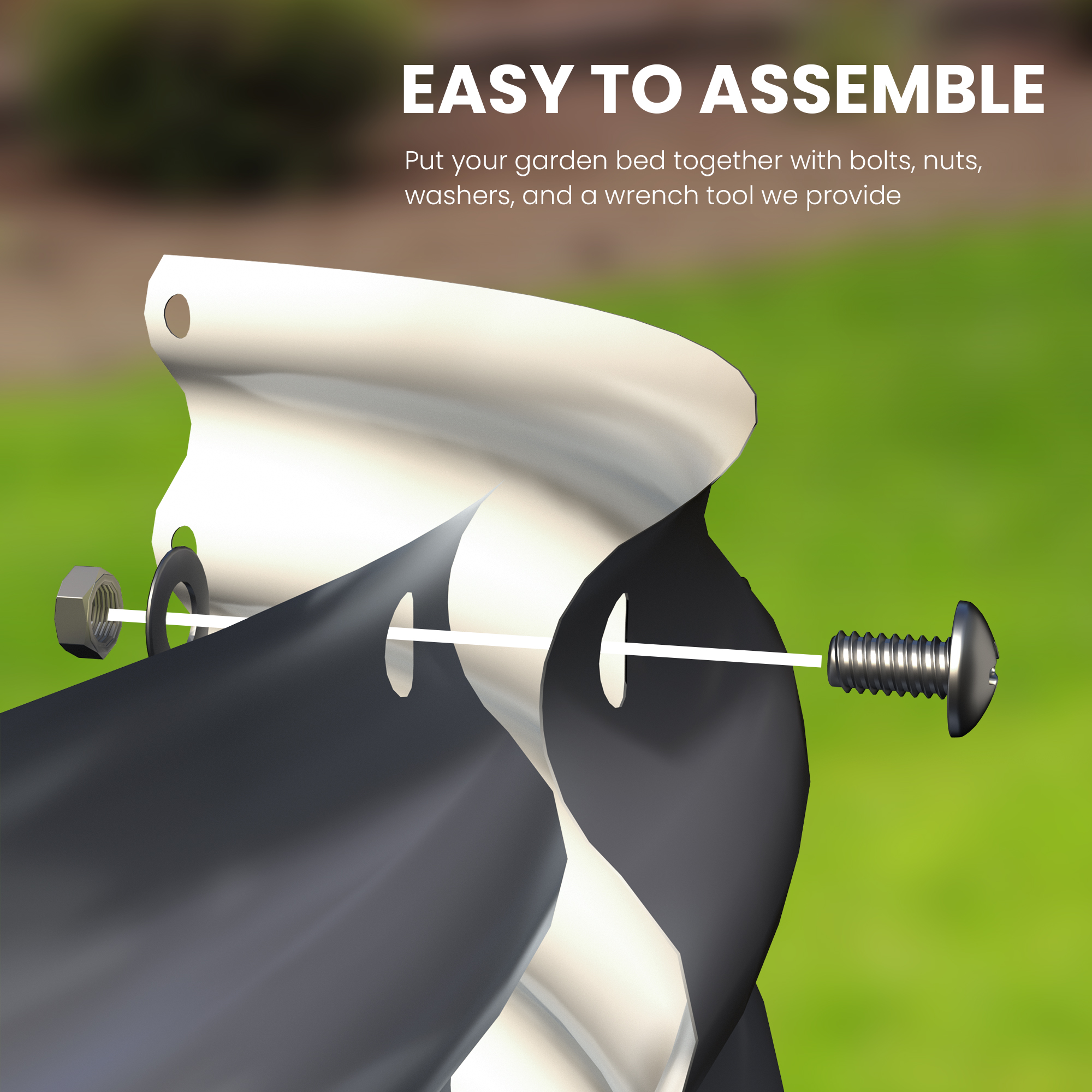 Olle Gardens halfcirkelvormige verhoogde plantenbak met een hoogte van 43 cm in middernachtgrijs