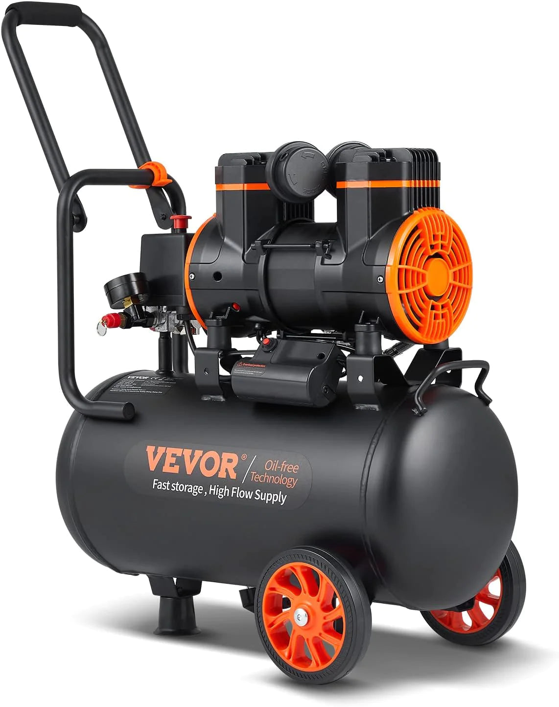 VEVOR 6,3 Gallon Luchtcompressor, 2 HP, 3,35 CFM, Tank en Olievrije Luchtcompressor
