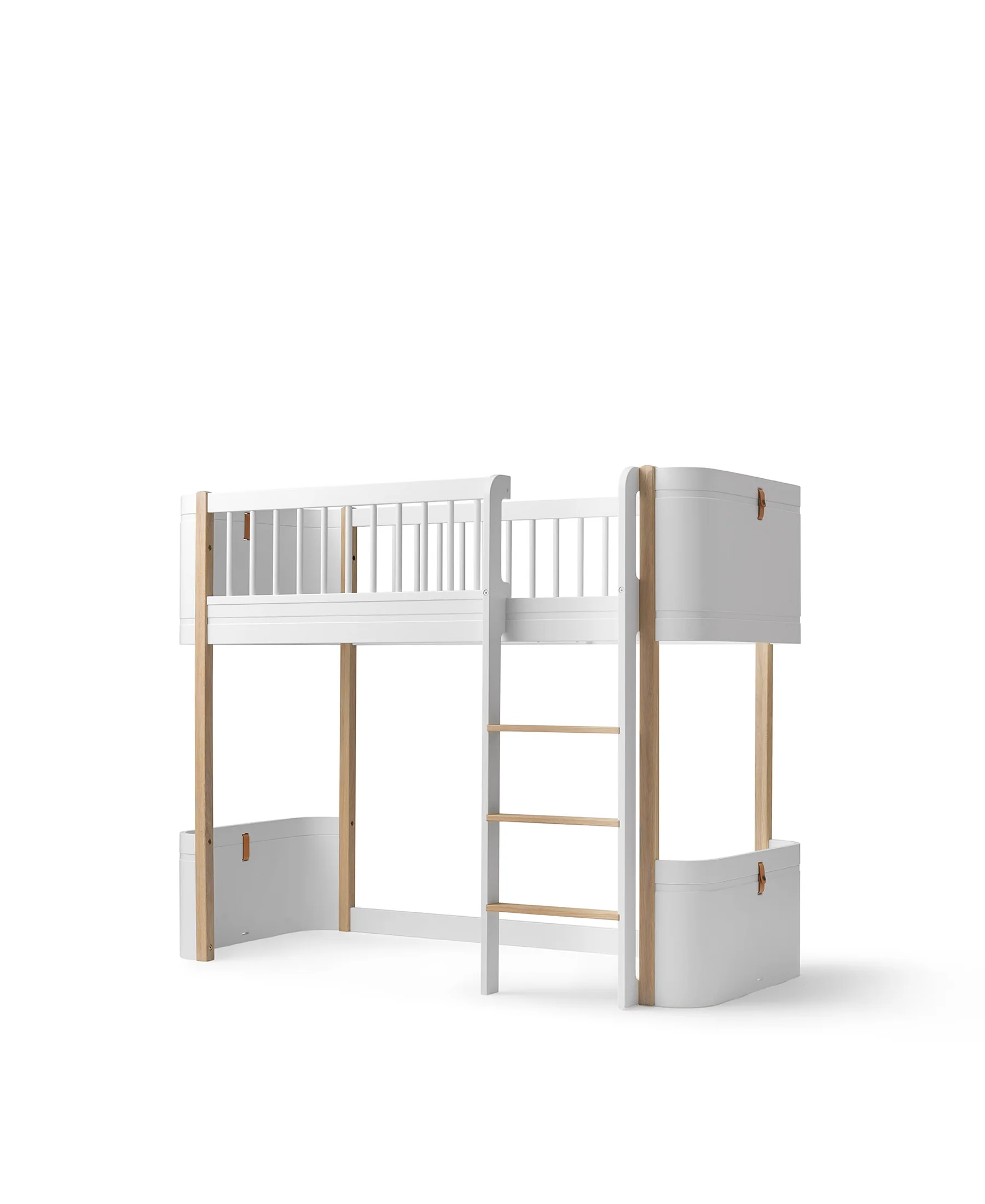 2025 Wood Mini+ halfhoog stapelbed, wit/eik 041447