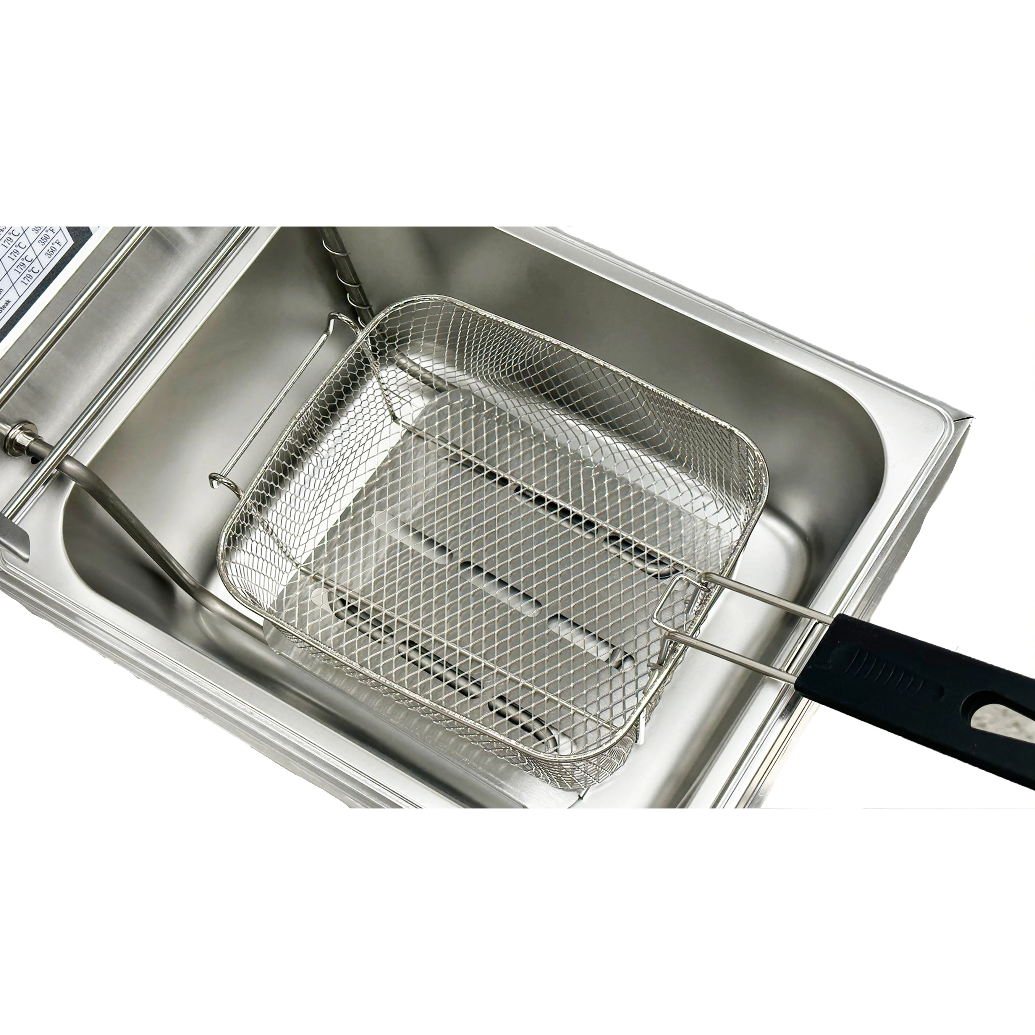 Elektrische friteuse 1600 W, roestvrijstalen tafelfriteuse met grote capaciteit, multifunctionele versterkte friteuse, enkele commerci?le kamer met 2,5 gallons