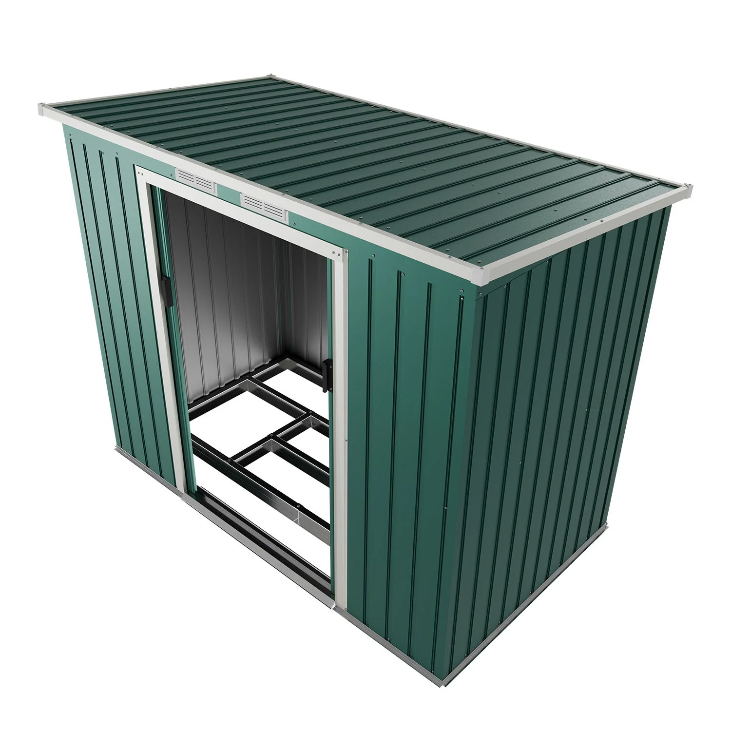 2025 Metalen tuinschuur M in donkergroen voor de tuin