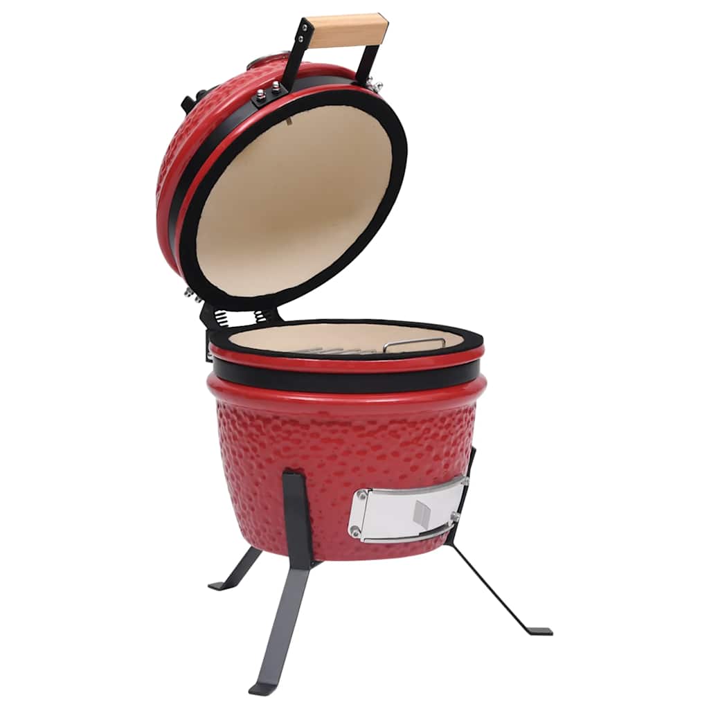 2025 Kamado Barbecue Grill en Smoker Keramiek 56 cm Temperatuurmeter Rood BBQ