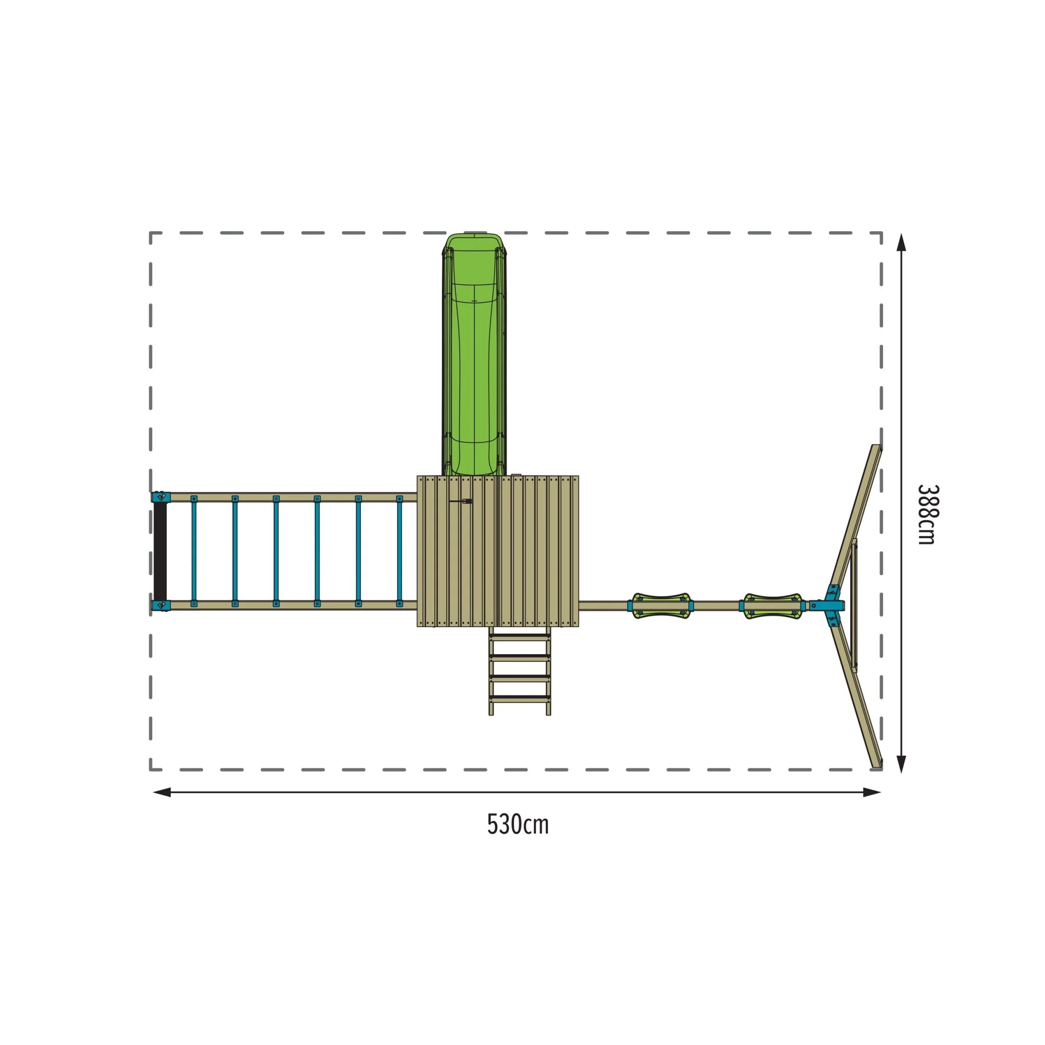 TP Skywood Klimstructuur van Hout met Ripple Glijbaan, Monkey Bars en Dubbele Schommelarm - FSC? Gecertificeerd