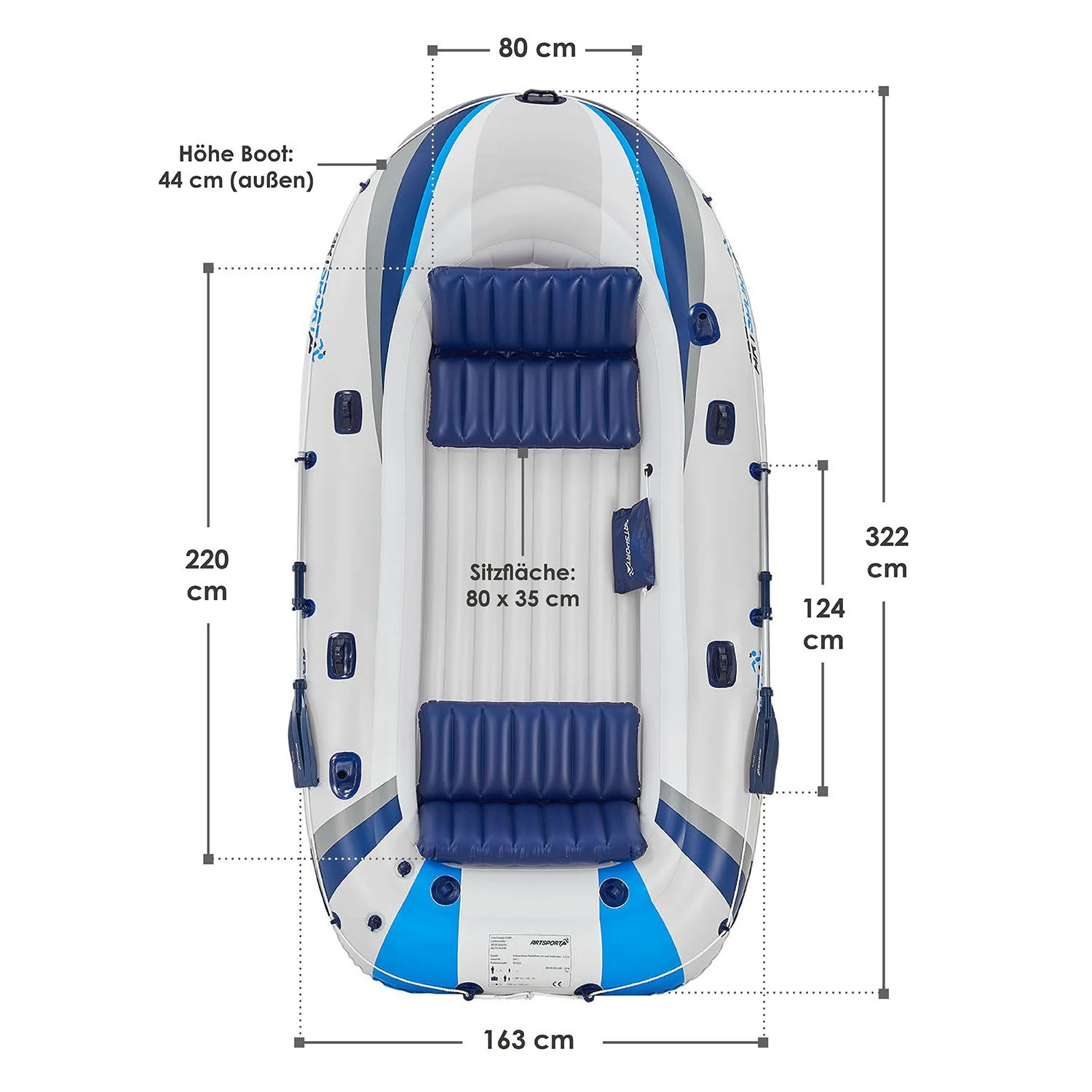 2025 Opblaasbare rubberboot peddelboot met twee zitbanken - 3,22 m