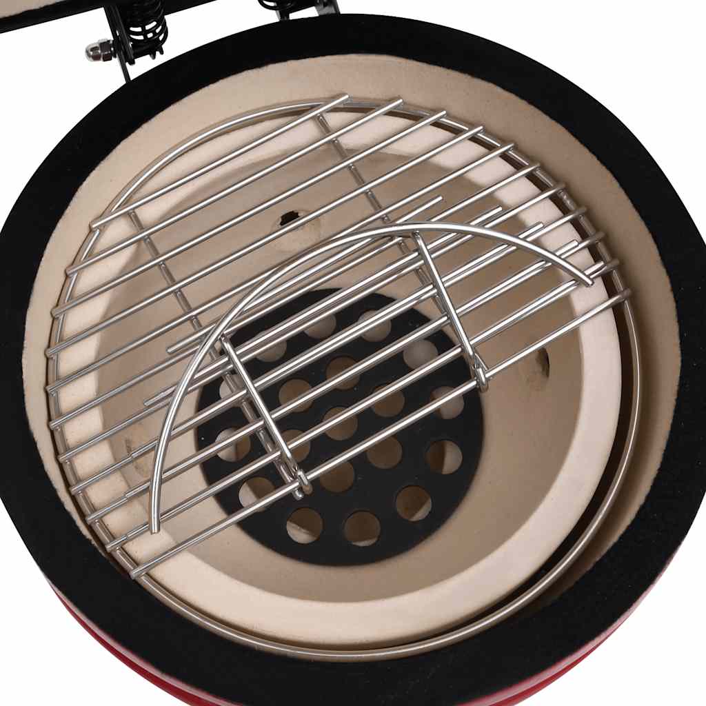 2025 Kamado Barbecue Grill en Smoker Keramiek 56 cm Temperatuurmeter Rood BBQ