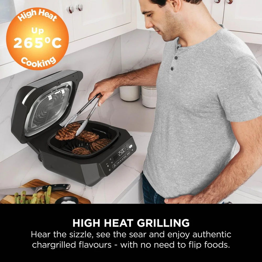 2025 Ninja 5-in-1 Grill en Airfryer 5,7L met Digitale Kooksonde - Zwart en Zilver