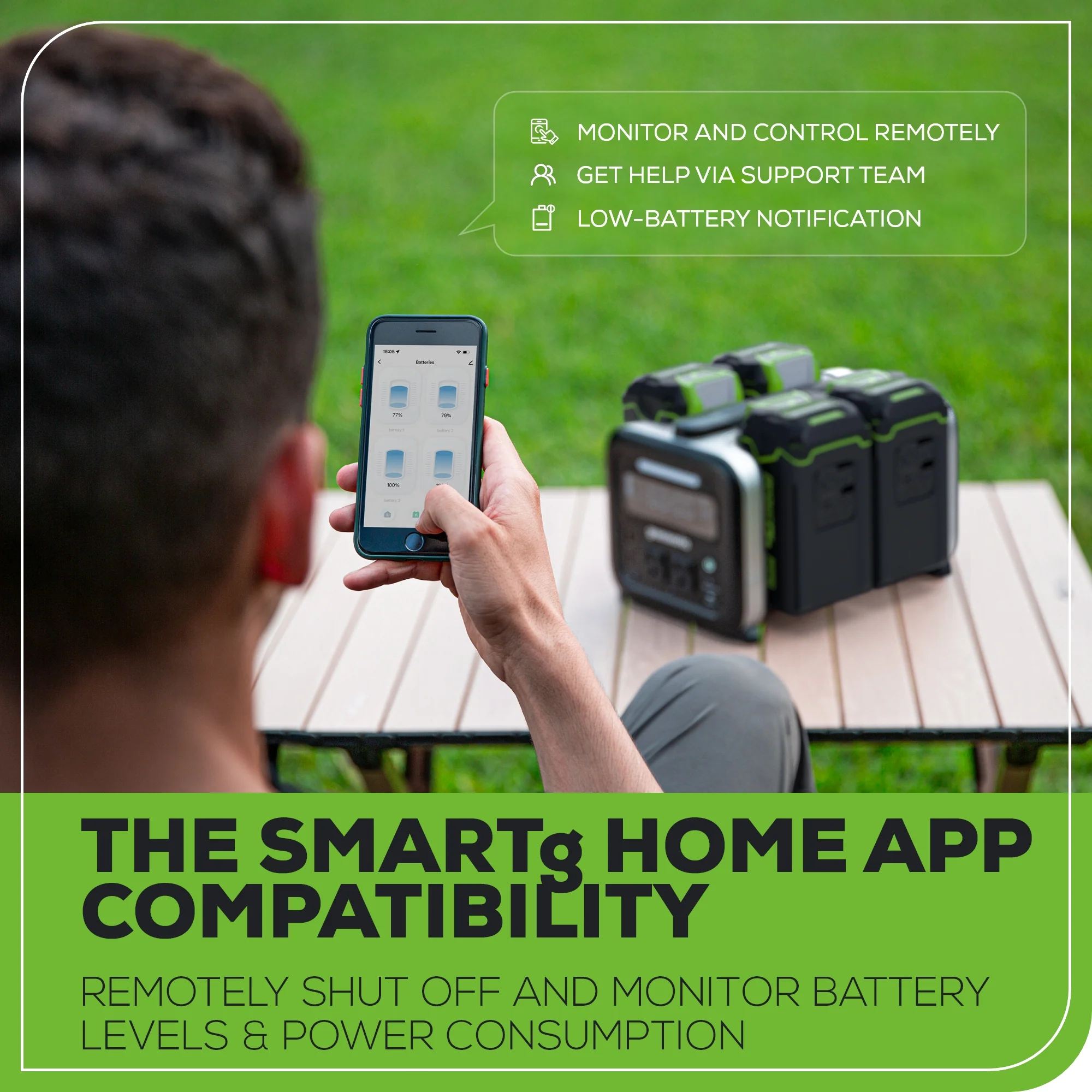 2025 Greenworks 40V 500W Inverter Draagbare Energie Station met 4 Slots, Inclusief (4) 4.0Ah Batterijen en Ingebouwde Oplader