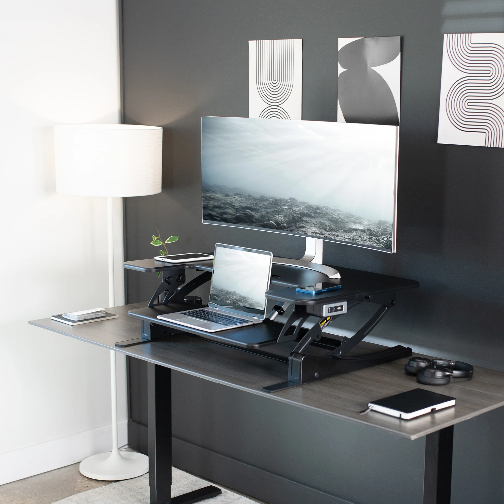 Elektrische Bureau Converter van 36�� �C Ergonomisch Zit-Sta Werkstation met Soepele Hoogteverstelling