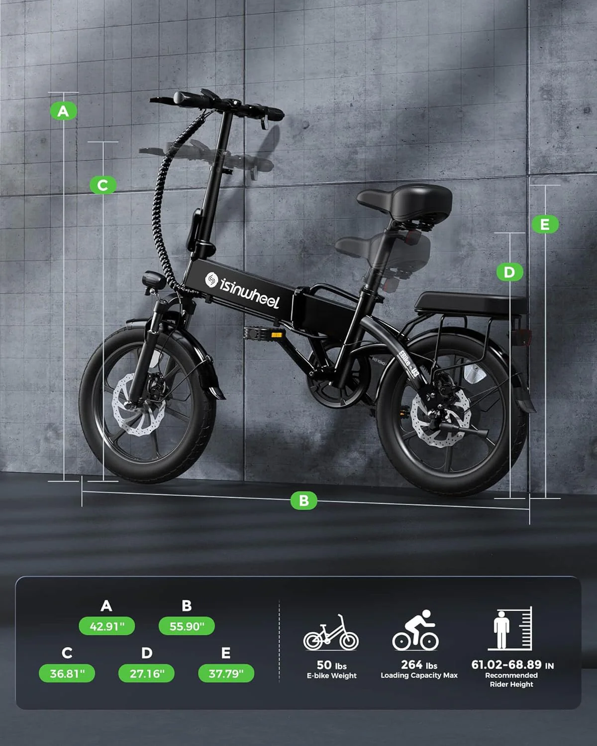 Elektrische fiets voor volwassenen, 500W motor, 20 mph opvouwbare e-bike, 14