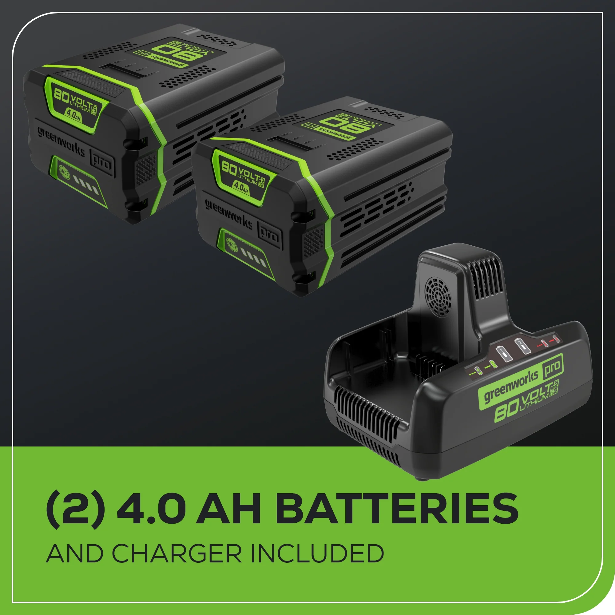 Draadloze Rugstofzuiger 80V 690 CFM met Twee (2) 4.0Ah Batterijen en Snellader met Dubbele Poort