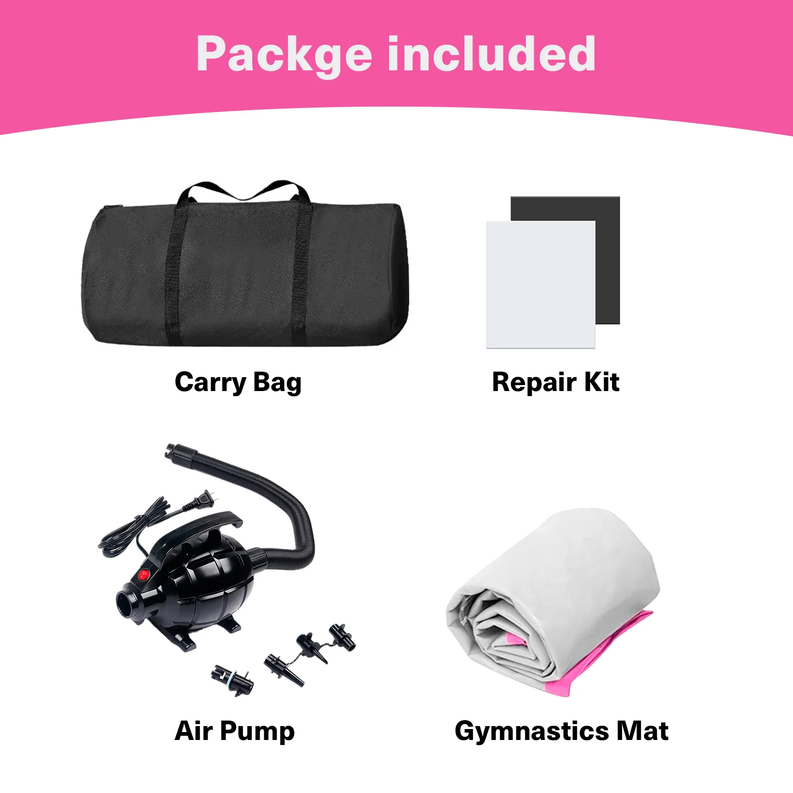 10-voet Gymnastiek Luchttrack Mat met Roller, 10 cm dikke Trainingsmat met elektrisch pompenset �C voor thuis, fitnessstudio of buiten