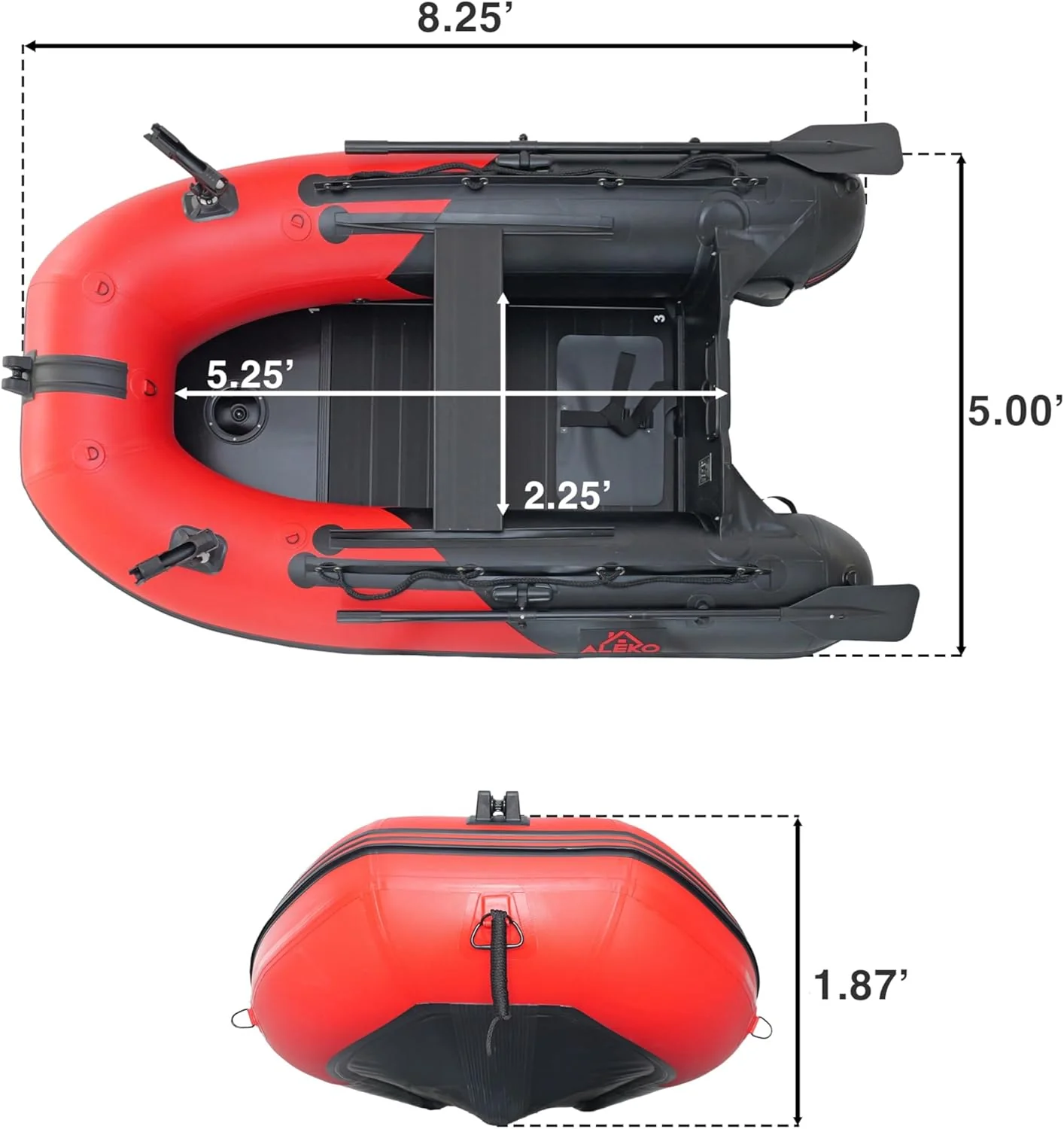 Opblaasbare boot | Jacht- en sloepboot | Visboot voor meerdere personen | Roeispanen met aluminium vloer | Hengelhouders | Robuust PVC | Model 2024 |