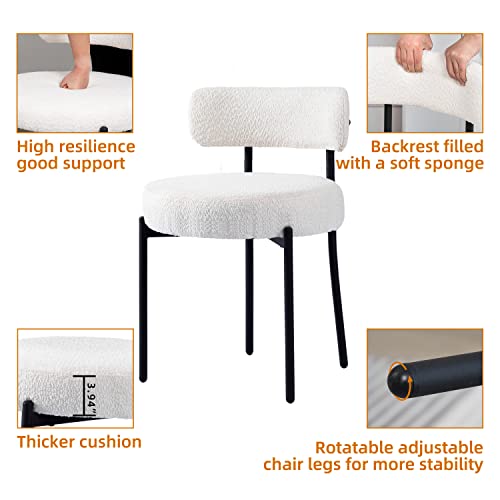 DYHOME Set van 4 Witte Eetkamerstoelen, Moderne Midden-Eeuwige Eetstoelen voor Keuken en Eetkamer