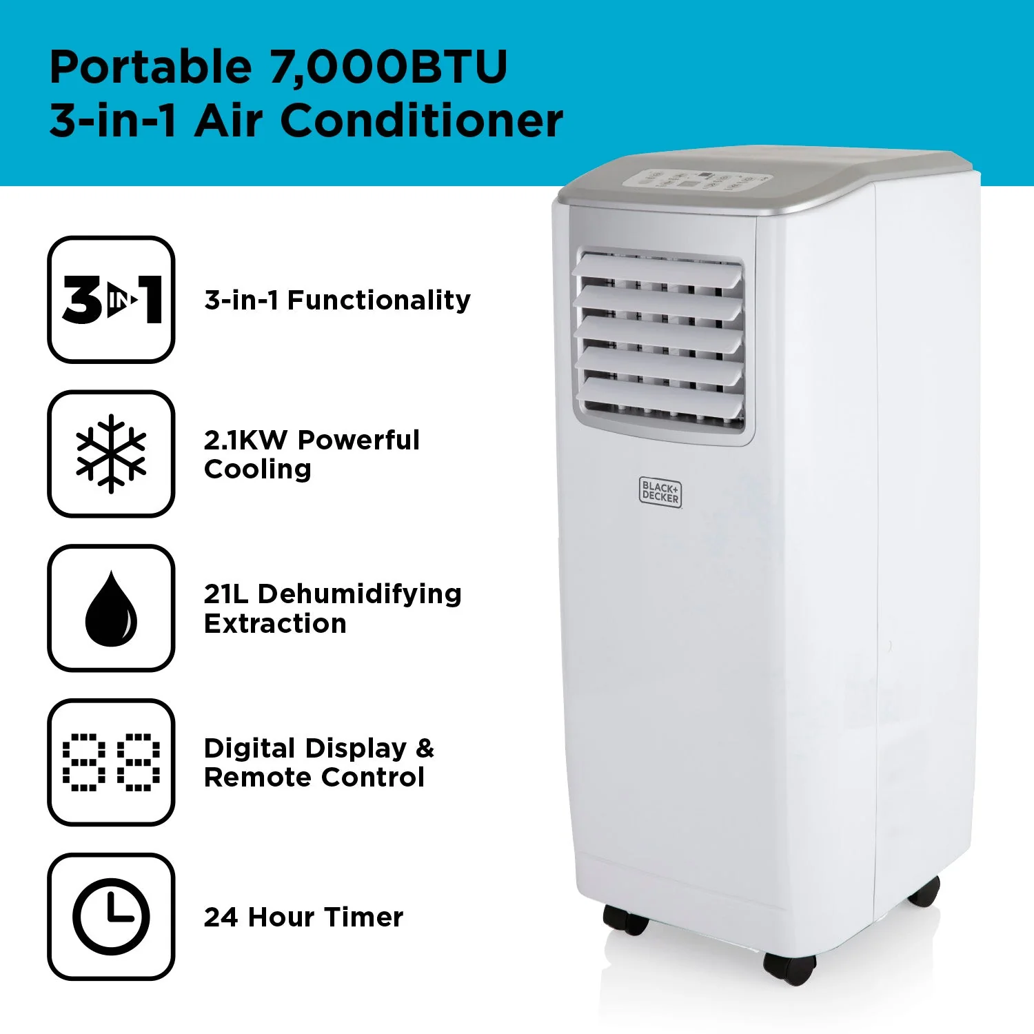 2025 Black+Decker BXAC40005GB Draagbare Airconditioner 7000 BTU