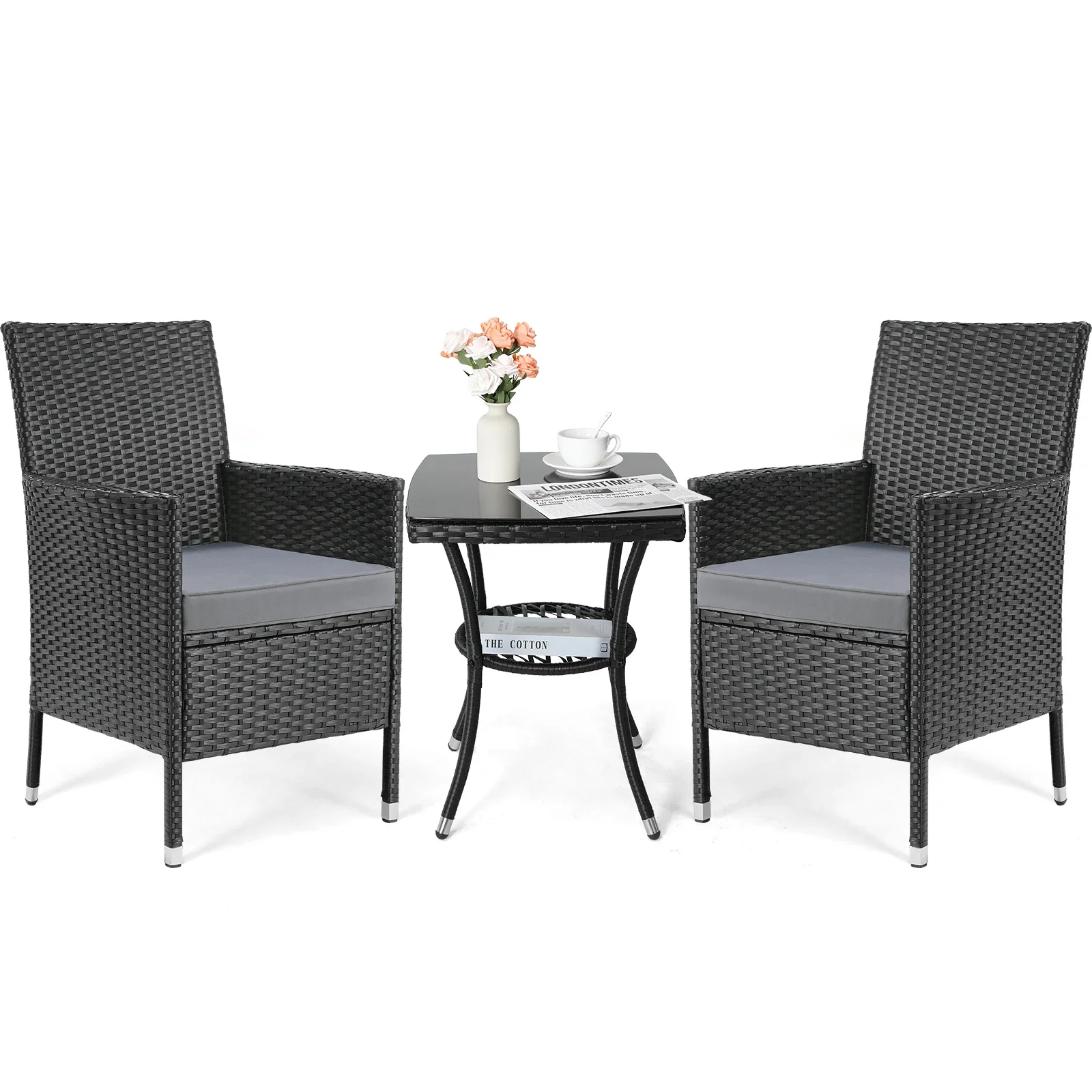 3-delig Rotan Tuinmeubelset �C Stijlvolle zitgroep voor balkon, terras & tuin