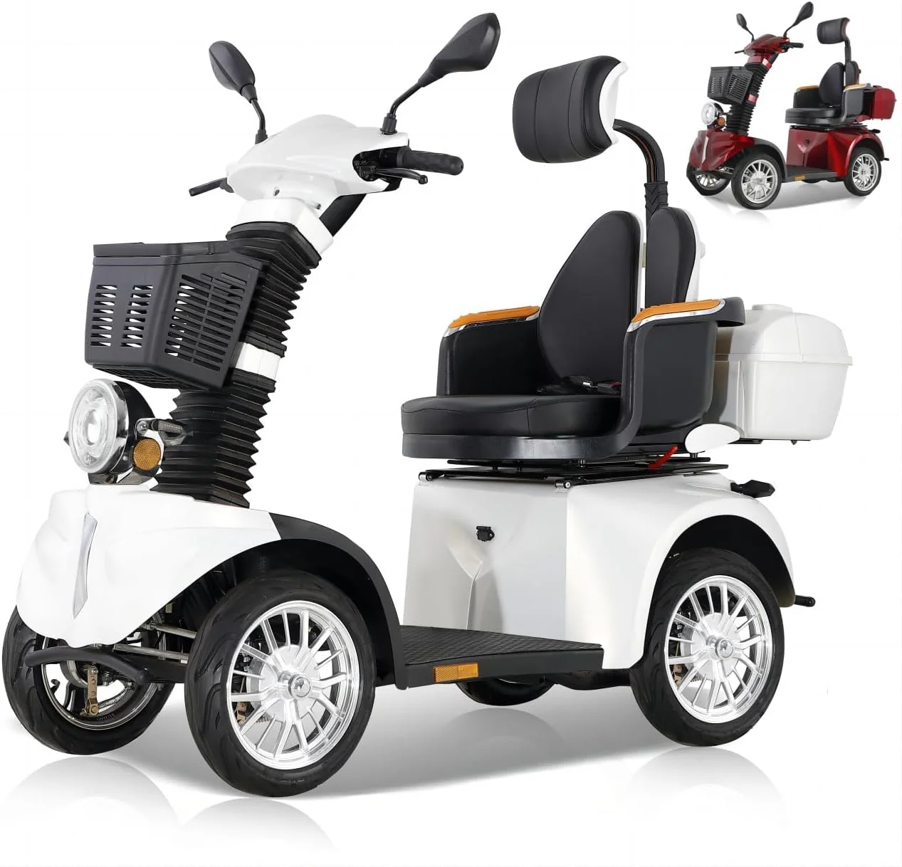 2025 ZVGREEN 4-wiel mobiliteitsscooter voor senioren �C Kapiteinsstoel, max. 15 km/u, ruime opbergruimte, draaibare stoel, elektromagnetische rem