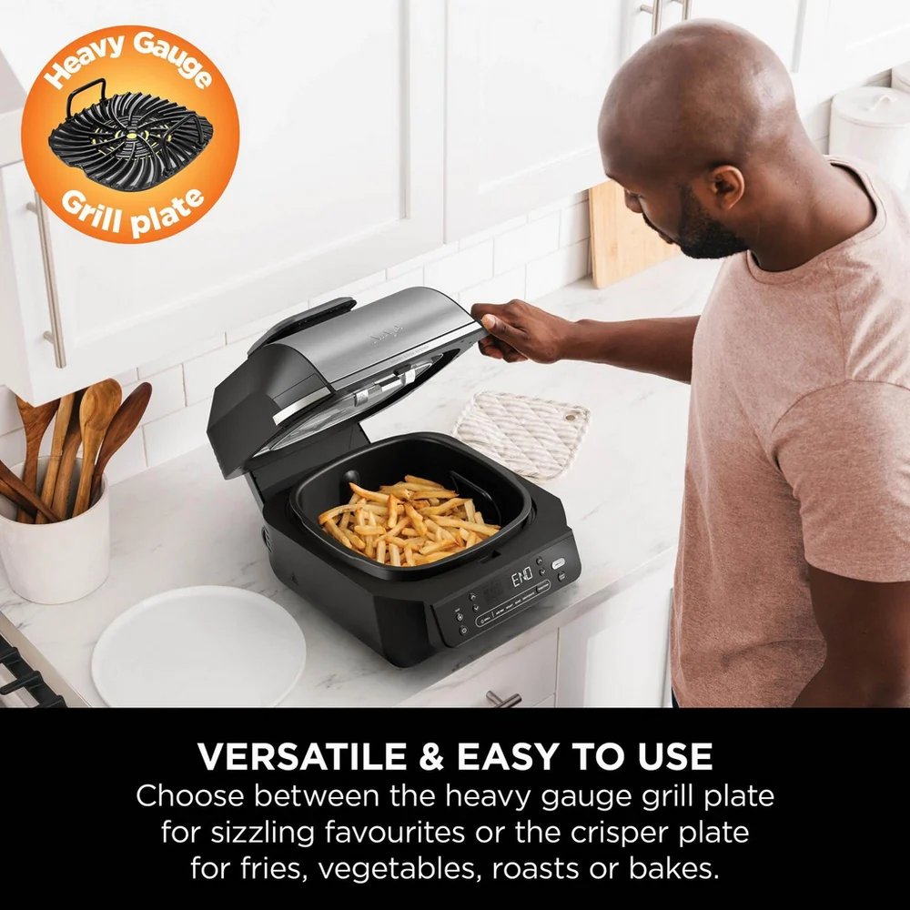 2025 Ninja 5-in-1 Grill en Airfryer 5,7L met Digitale Kooksonde - Zwart en Zilver