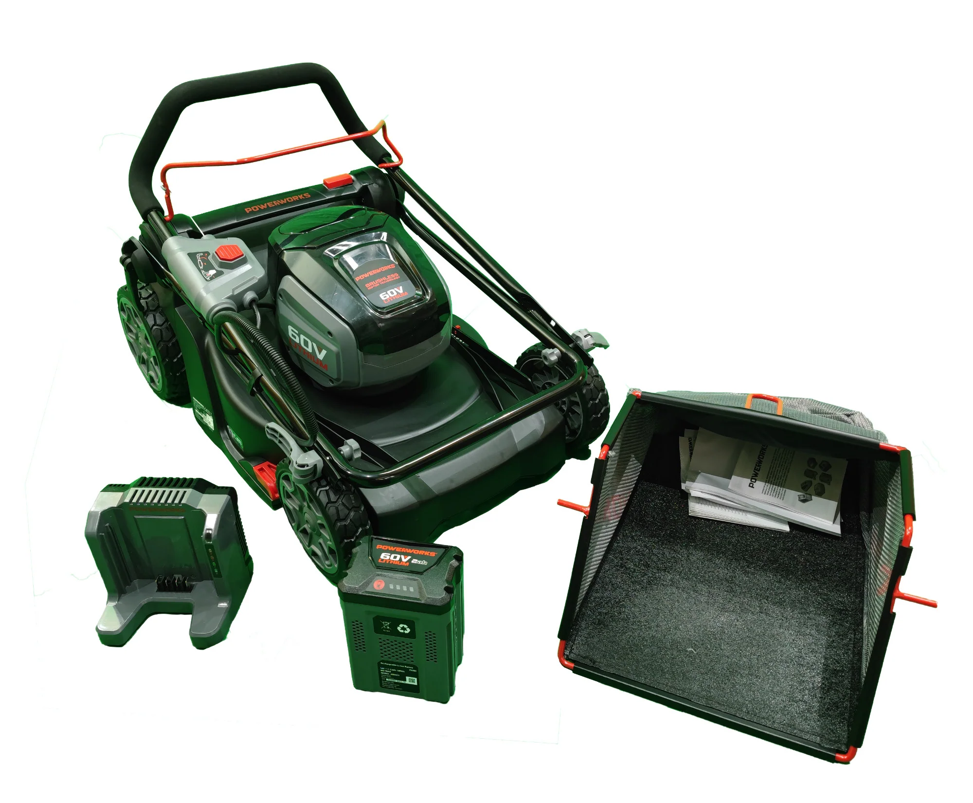 2025 Powerworks Accu-grasmaaier PD60LM41K2 60 V, inclusief accu 60V 2 Ah + oplader