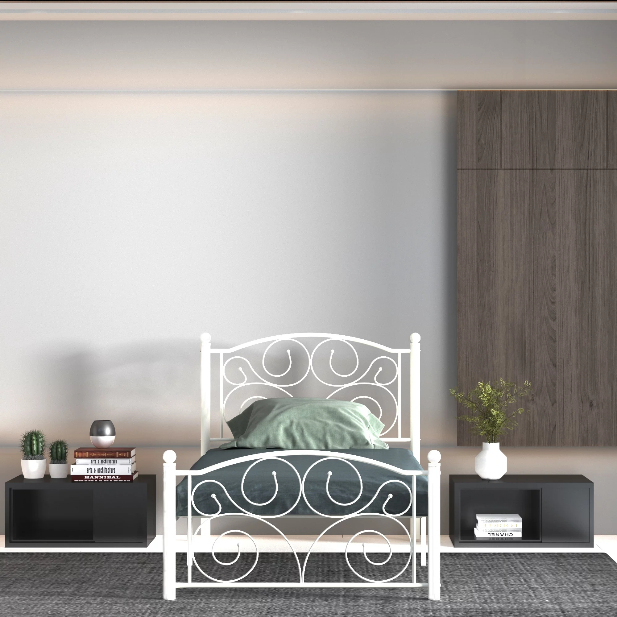 Modern metalen bedframe in wit, twin maat �C Verfraai je slaapkamer