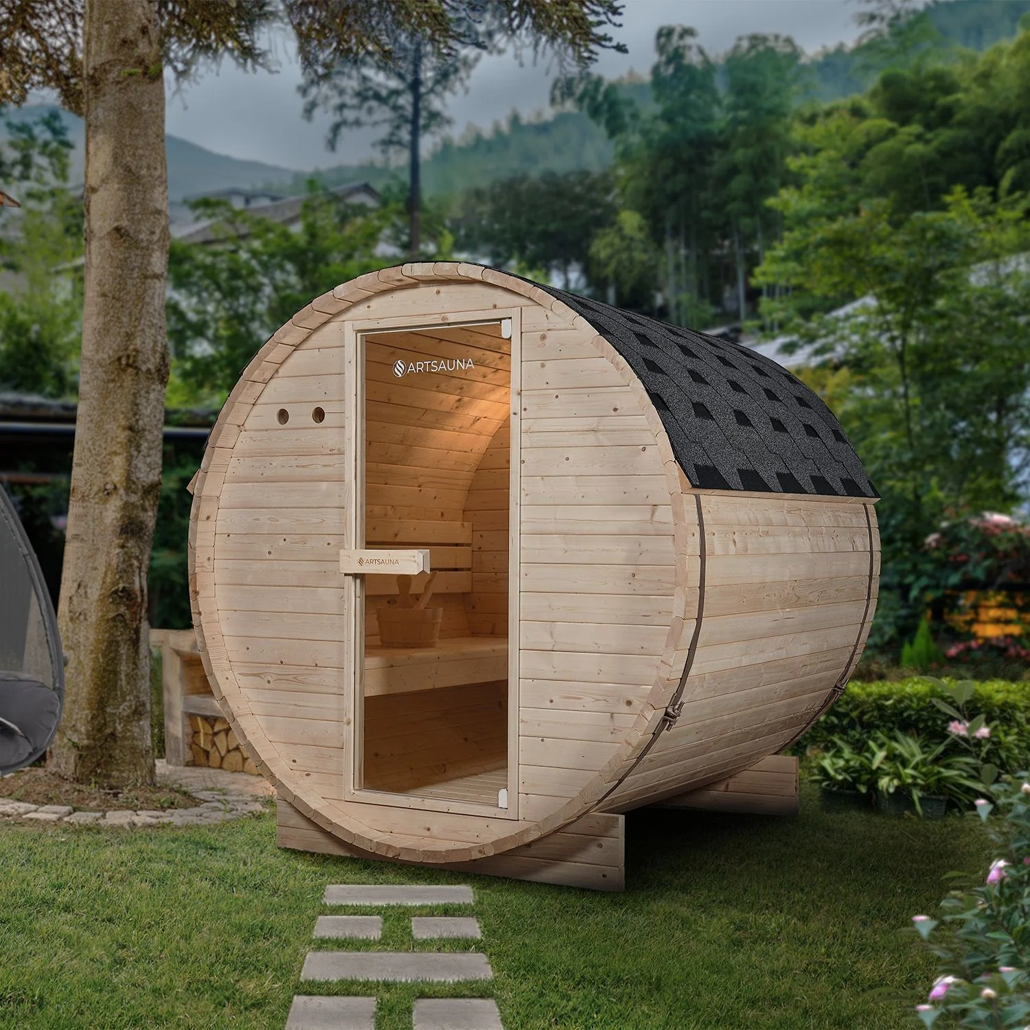 2025 Fasssauna Spitzbergen met saunaoven