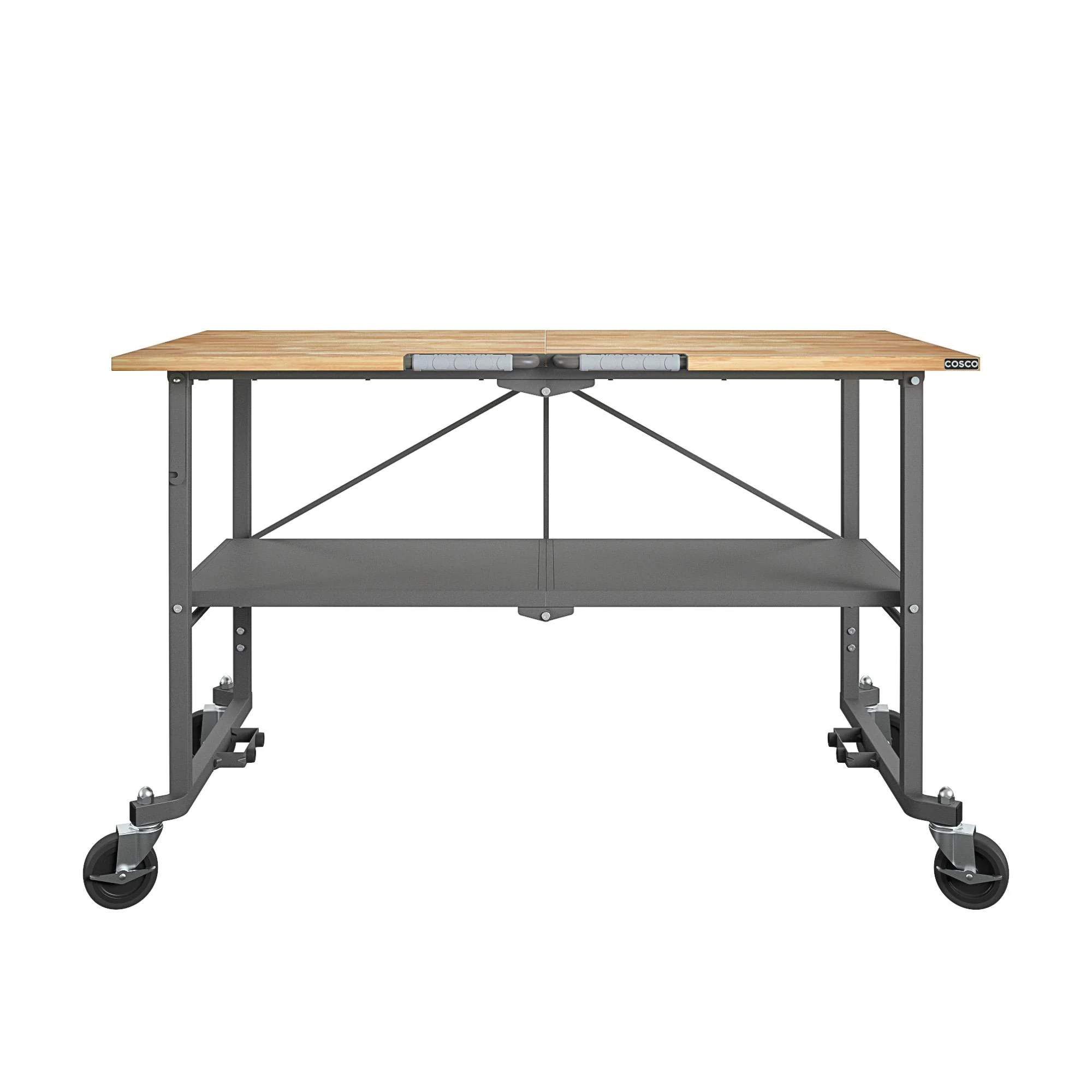 Cosco SmartFold Draagbare Werkbank met Slagersblok / Opklapbare Hulptafel (Grijze Stalen Structuur)