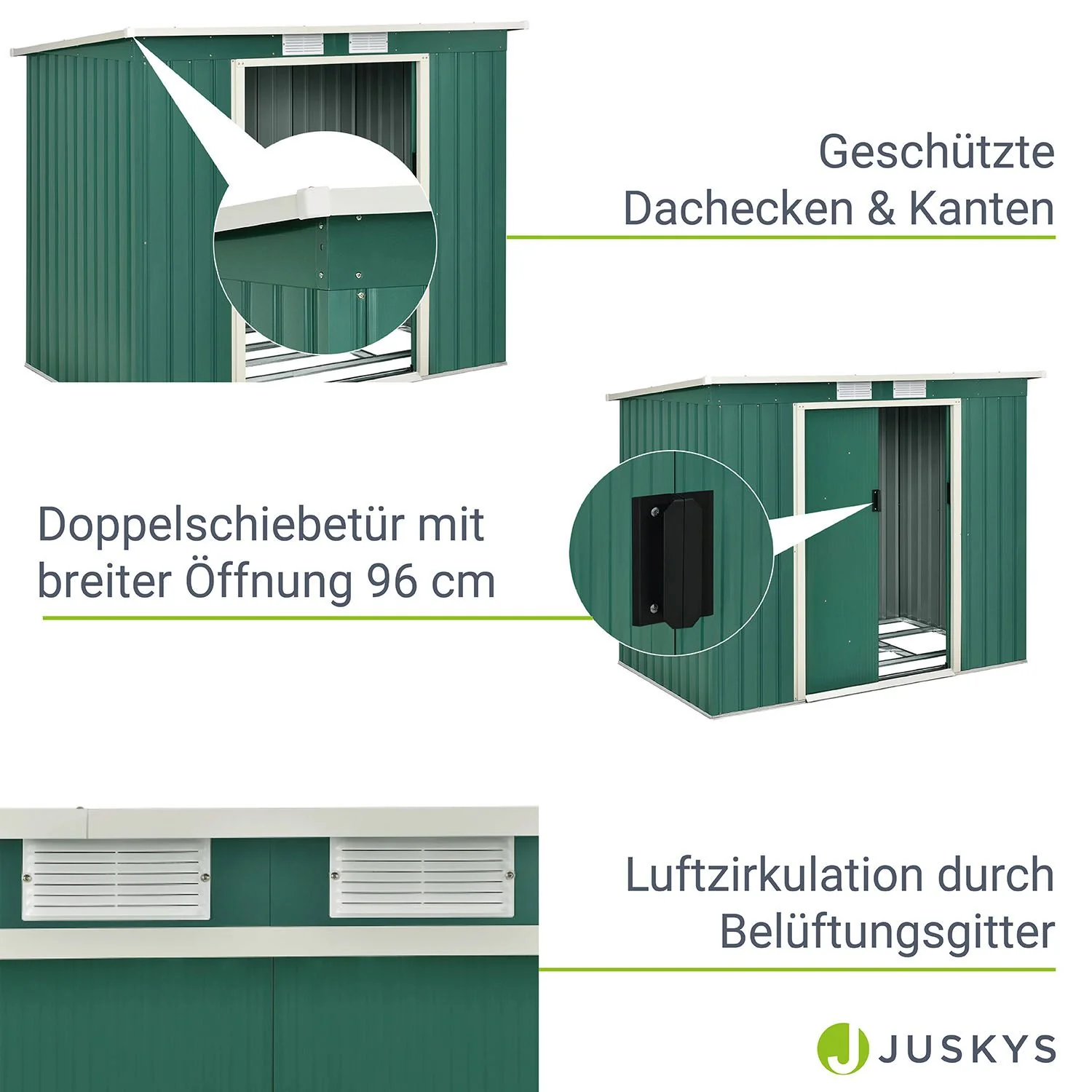 2025 Metalen tuinschuur M in donkergroen voor de tuin