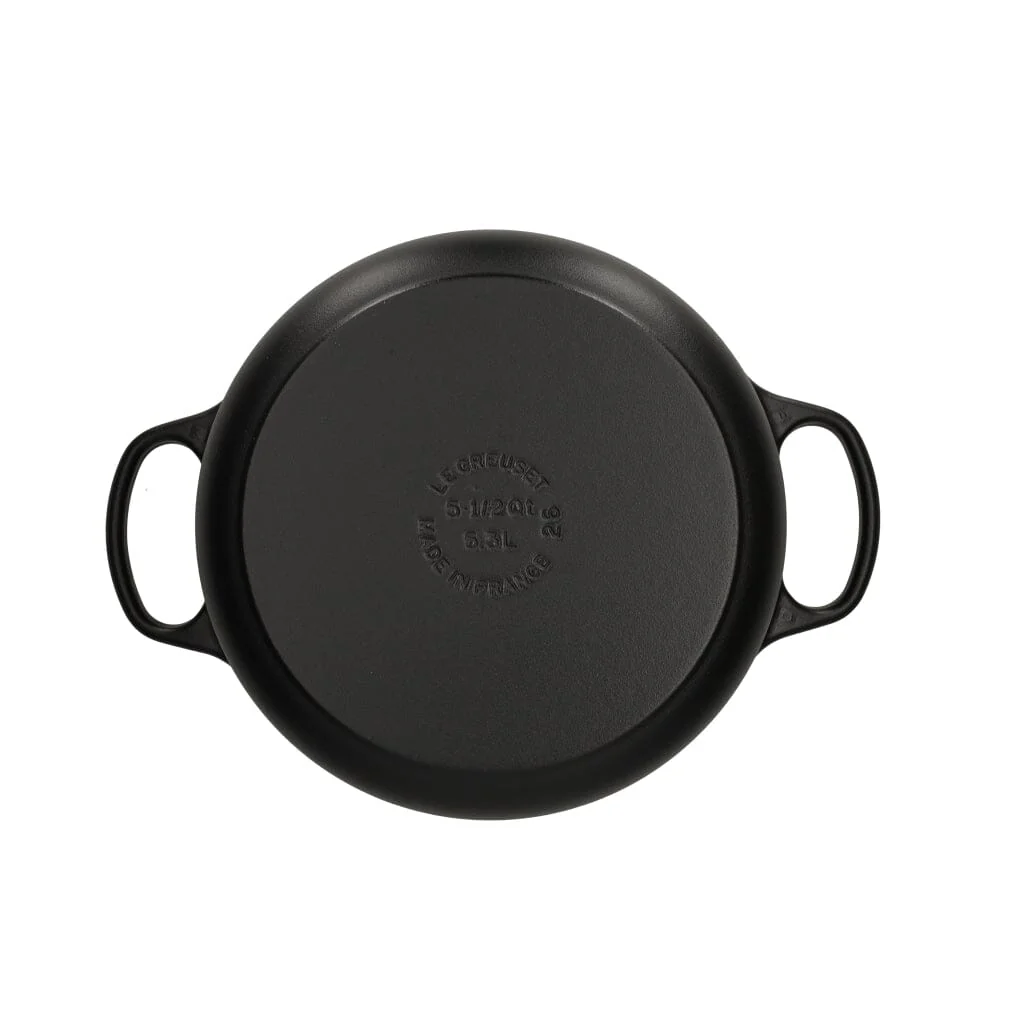 2025 Le Creuset - Braad-/Stoofpan Signature rond Mat Zwart 26 cm 5,3 l (zwarte binnenkant)