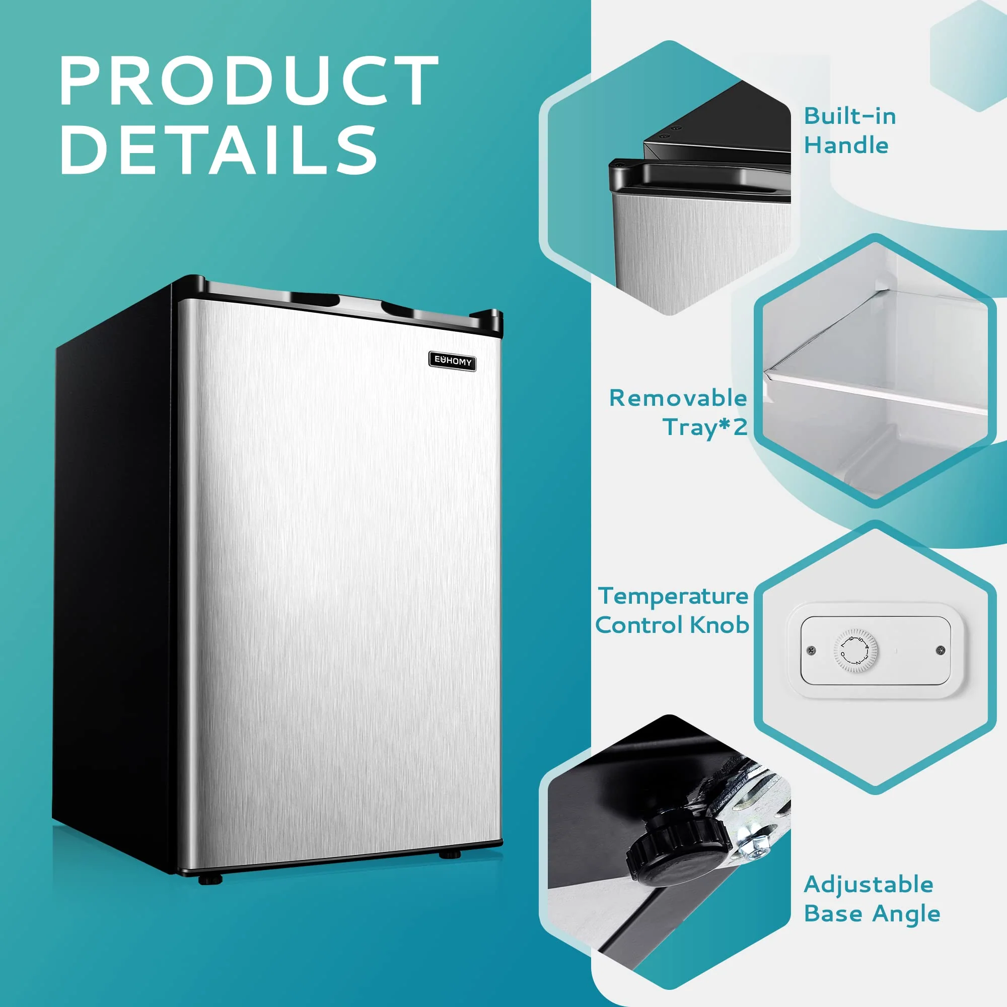 EUHOMY Compacte Verticale Vriezer van 3,0 Kubieke Voet met Enkele Deur