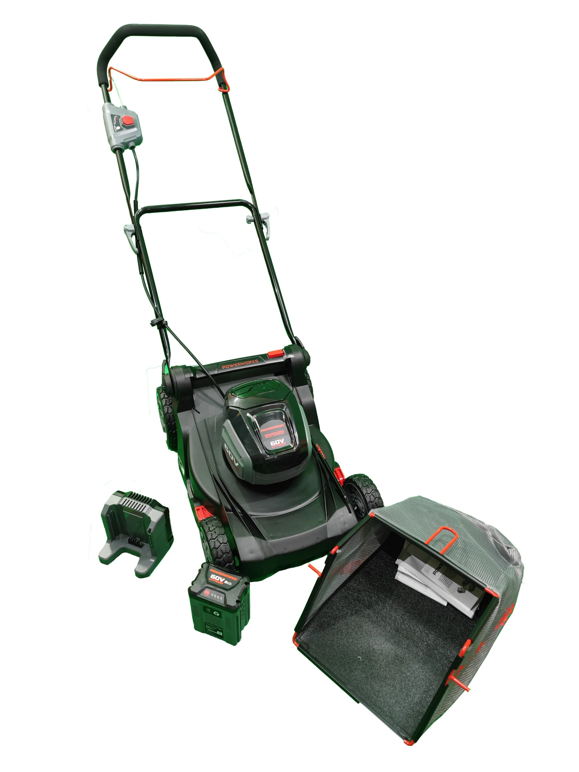 2025 Powerworks Accu-grasmaaier PD60LM41K2 60 V, inclusief accu 60V 2 Ah + oplader