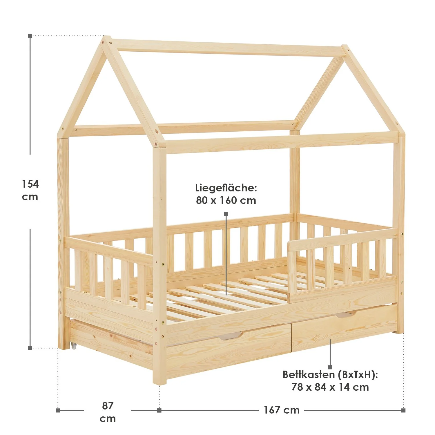 2025 Kinderbed Marli 80 x 160 cm met opberglade