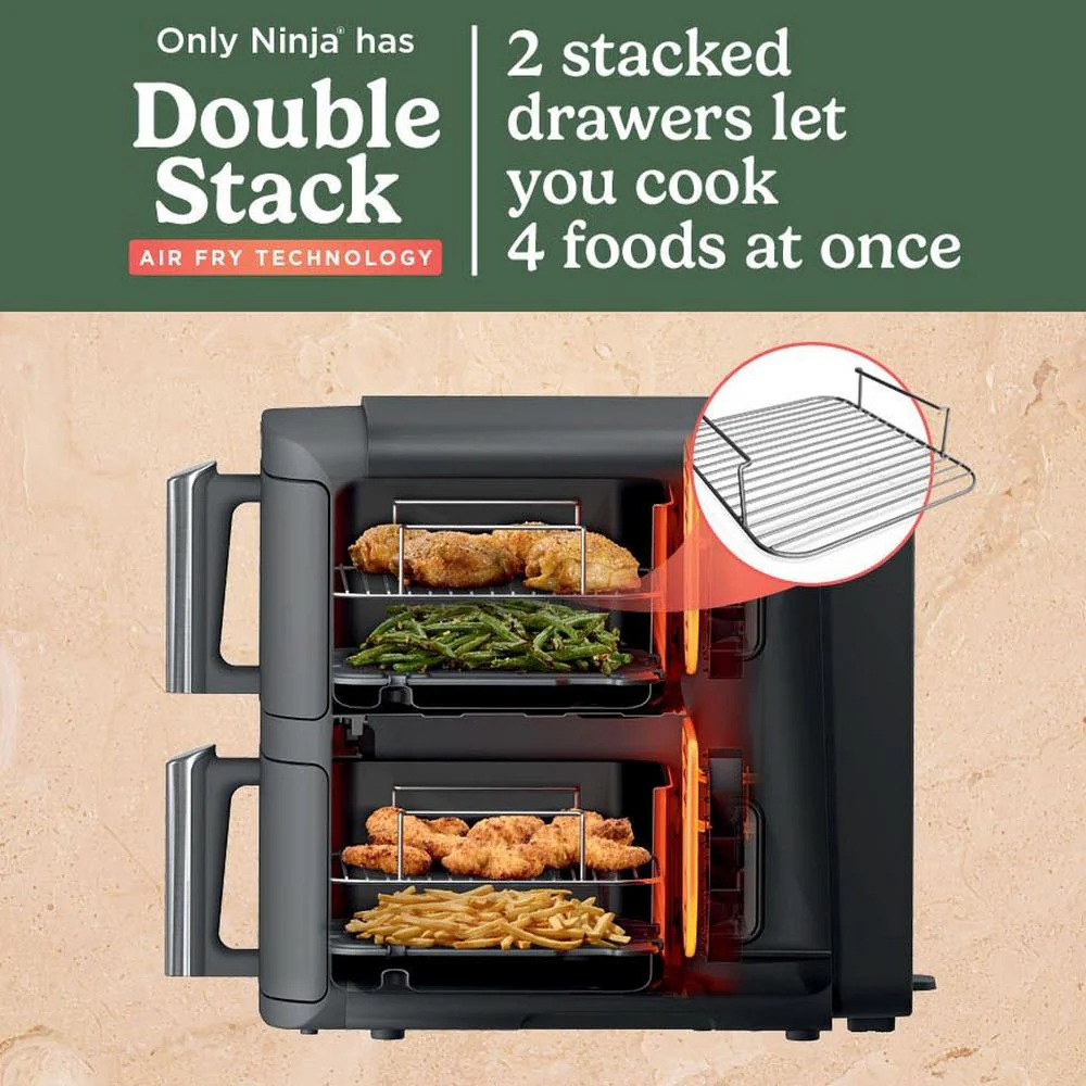 2025 Ninja Double Stack XL 2 Lade Airfryer 9,5L Grijs SL400UK