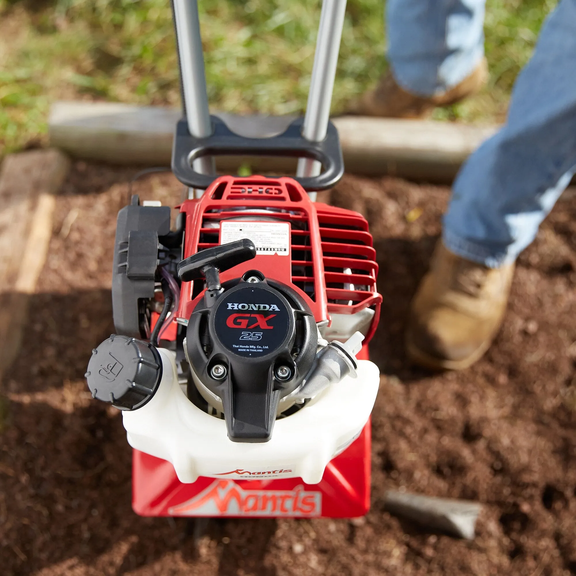 MANTIS 7268 Mini-Cultivator / Grondfrees �C 25 cc motor �C 9 inch voorste frezen �C Voorwaartse rotatie (CARB)