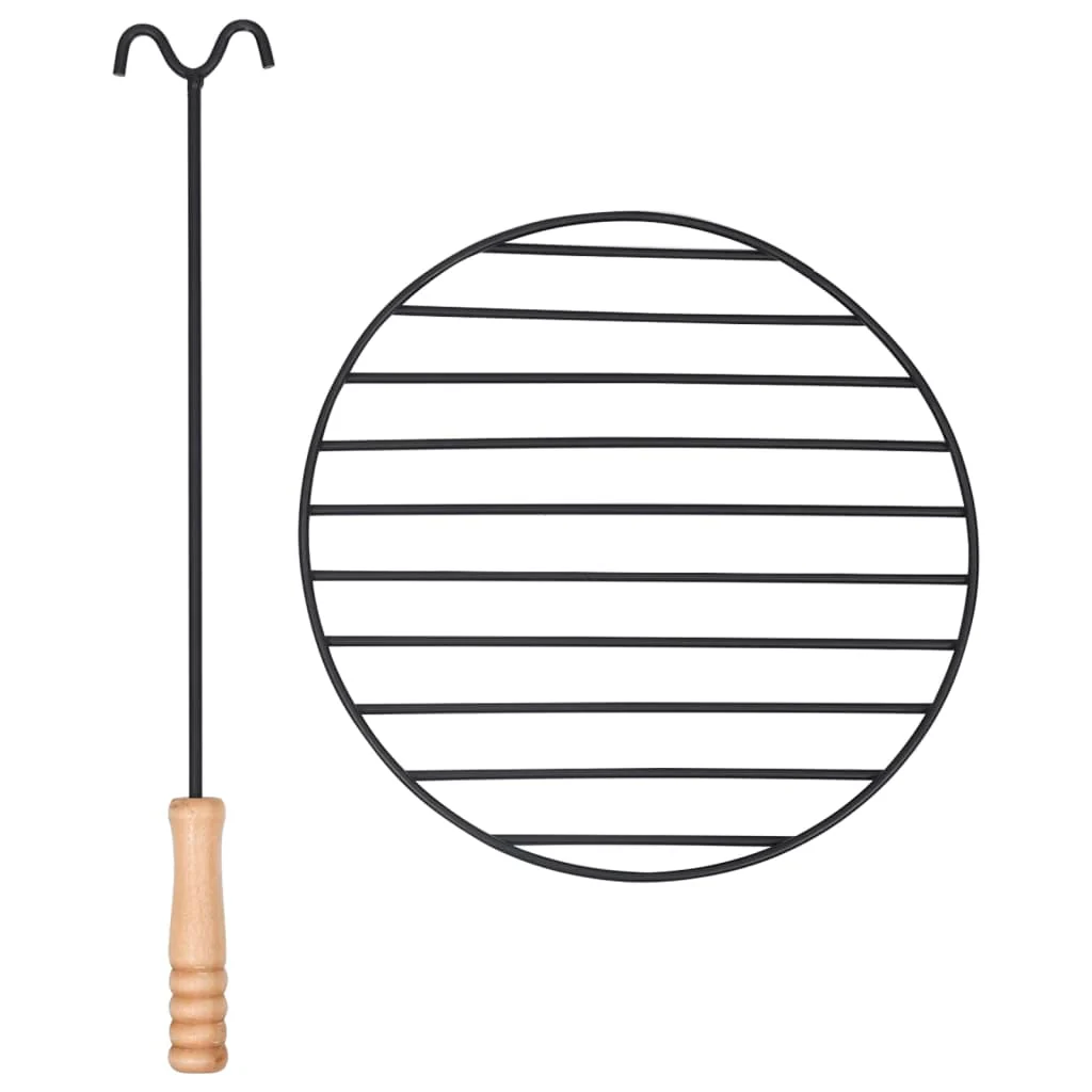 Vuurschaal met Grill RVS 76 cm Vuurplaats Hark Vonkenscherm