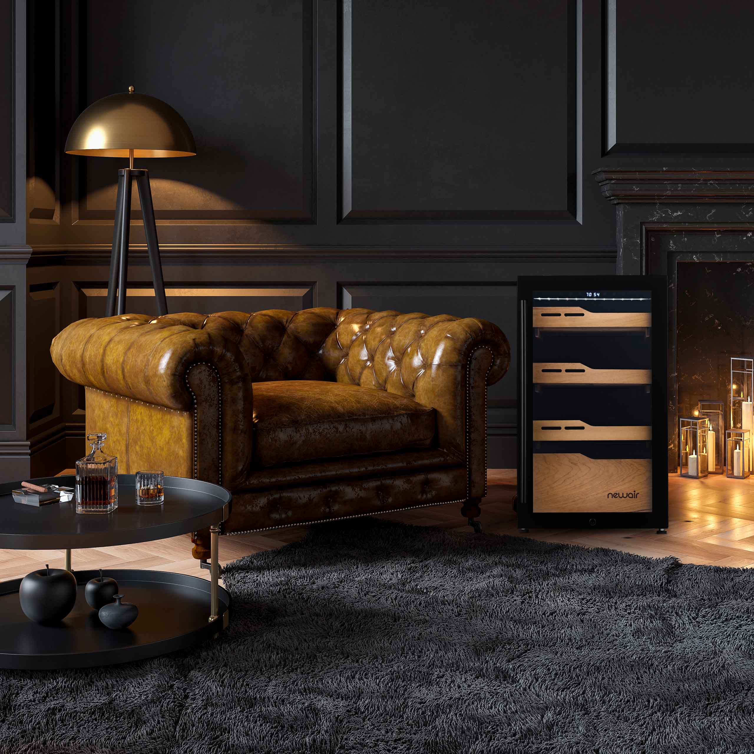 2025 Newair? Elektrische Humidor voor Sigaren, Capaciteit voor 840 Sigaren, Ingebouwd