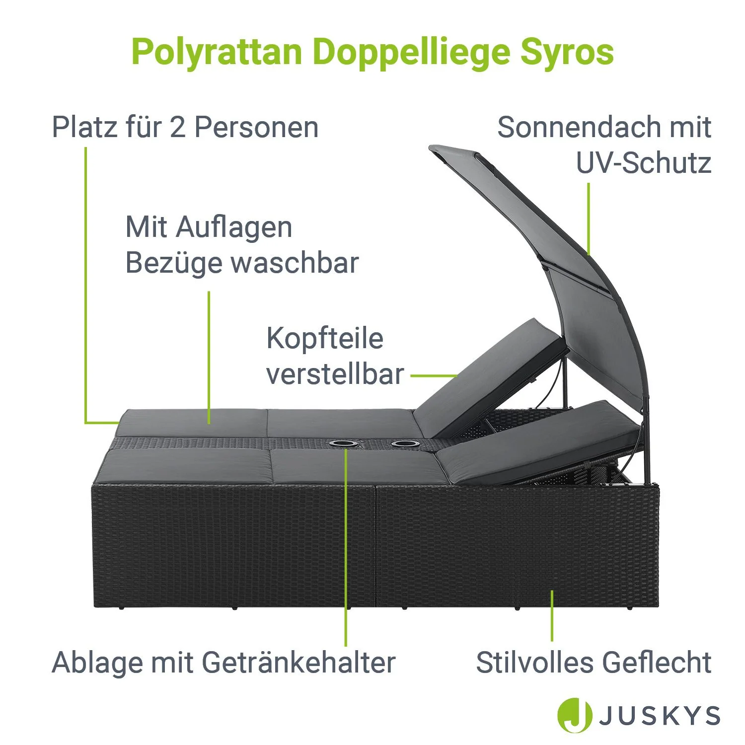 2025 Polyrattan Dubbele Ligstoel Syros