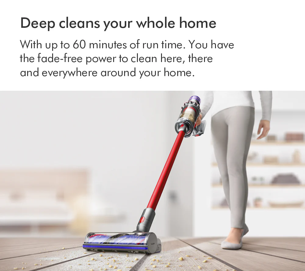 2025 Dyson V11 Extra Draadloze Steelstofzuiger �C Tot 60 Minuten Gebruikstijd, Nikkel en Rood