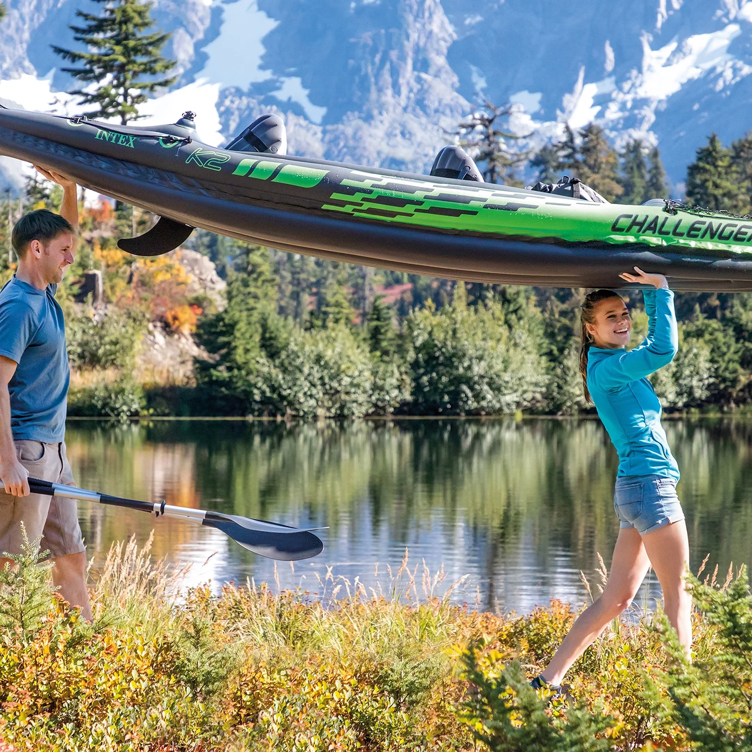 2025 Opblaasbare kajak Intex Challenger K2 met peddels en handpomp