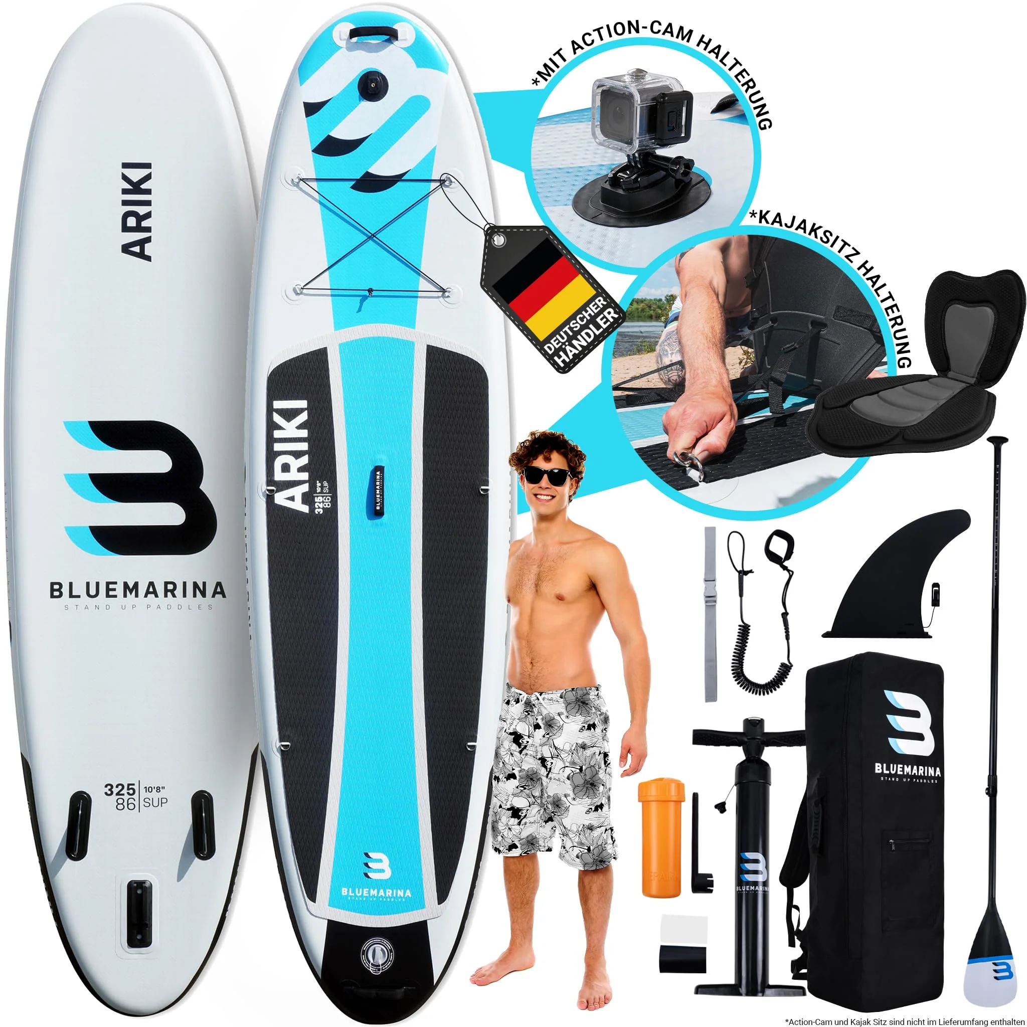 2025 Bluemarina Ariki Opblaasbare SUP Paddleboard | 5 JAAR GARANTIE �C Draagvermogen 140 kg �C Paddle Set �C SUP Board �C Surfboard (Ariki 325x86x15 cm)