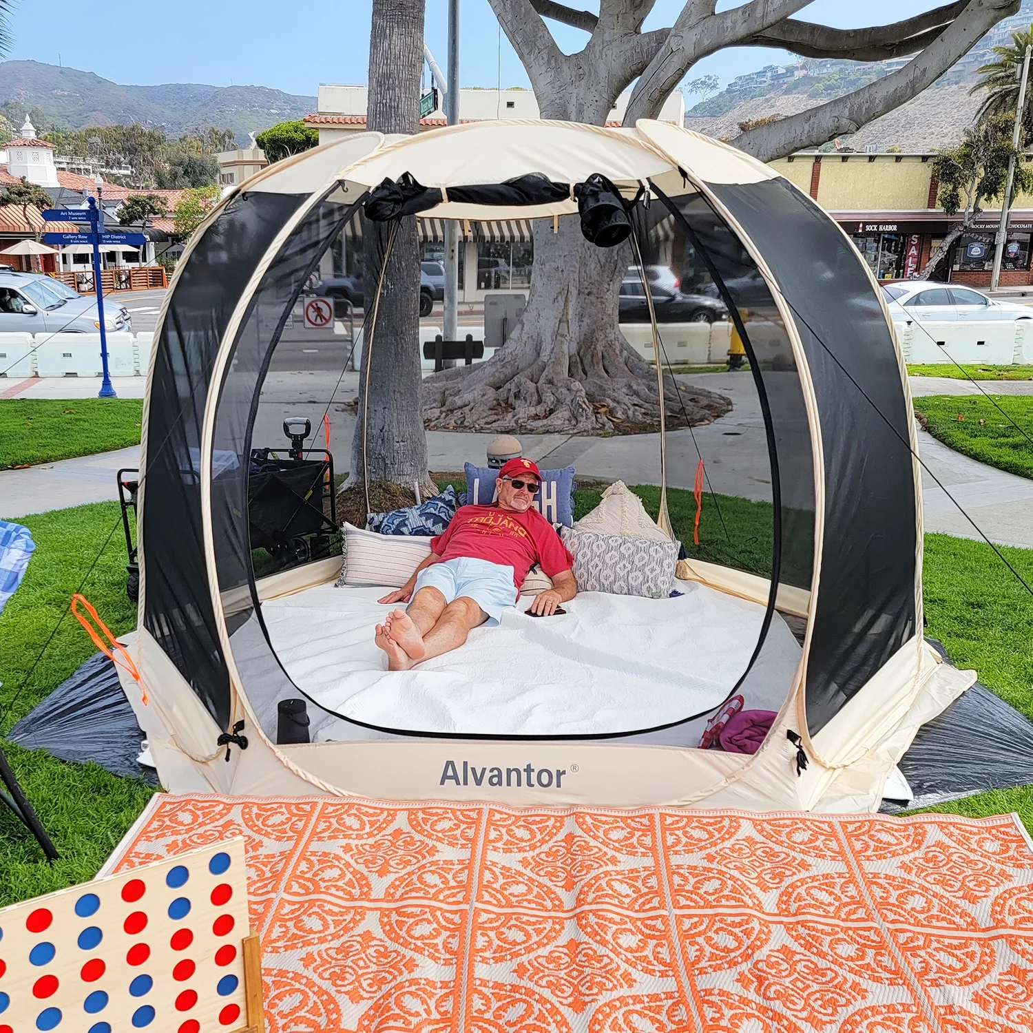 10x10 Muskietennet voor Familie Campingtent Buiten, Uitschuifbaar Voordak, Paviljoen voor Restaurants