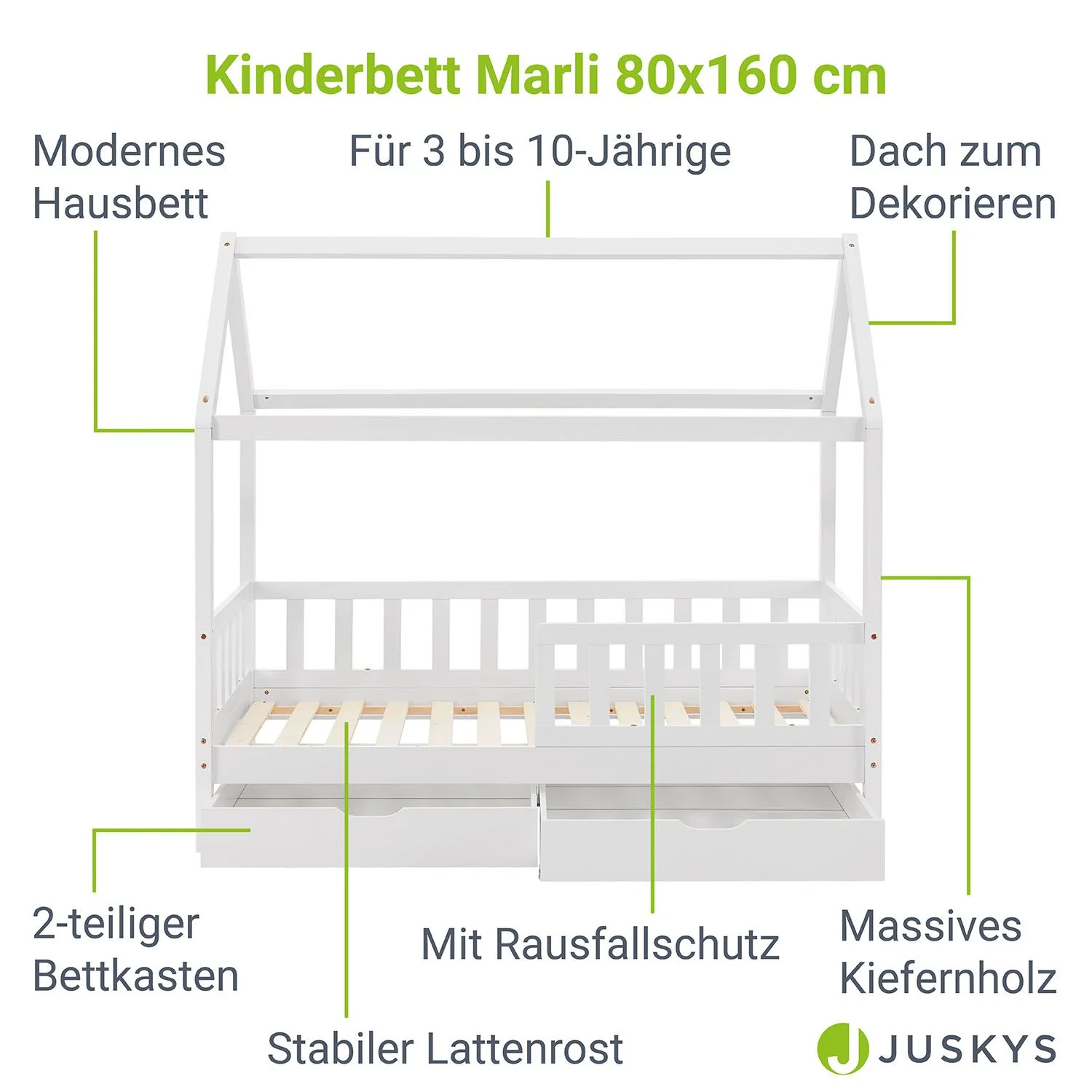2025 Kinderbed Marli 80 x 160 cm met opberglade