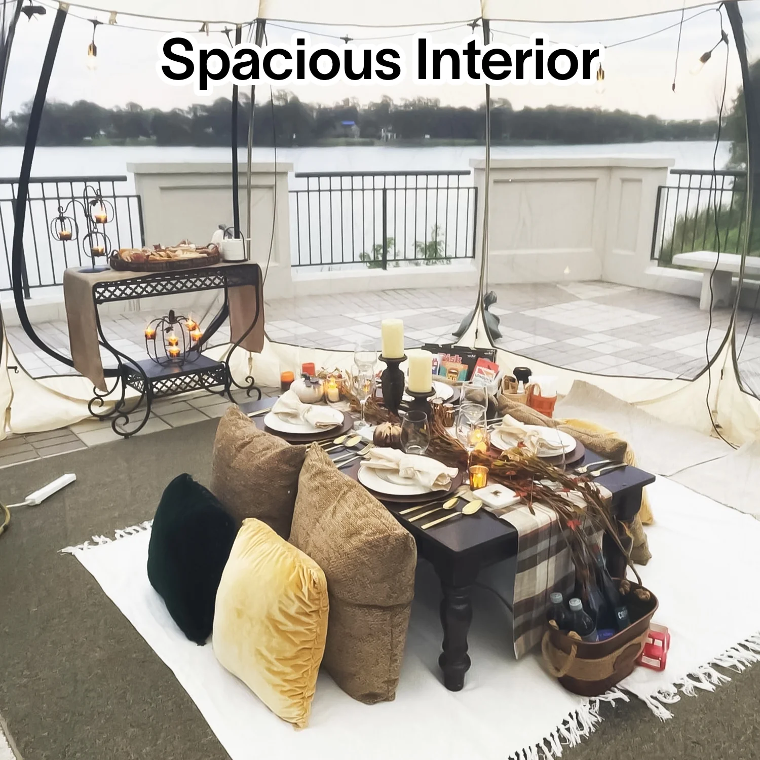 10x10 Muskietennet voor Familie Campingtent Buiten, Uitschuifbaar Voordak, Paviljoen voor Restaurants