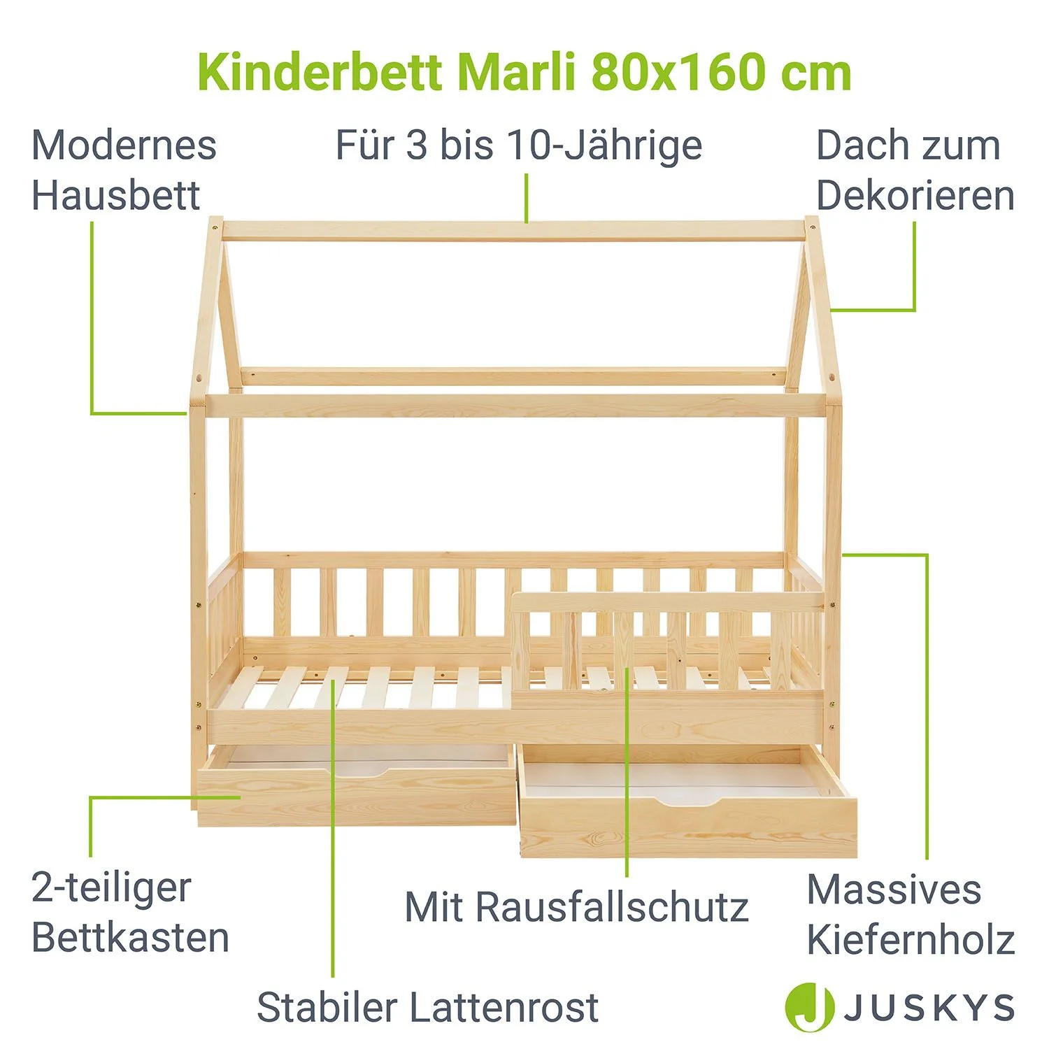 2025 Kinderbed Marli 80 x 160 cm met opberglade